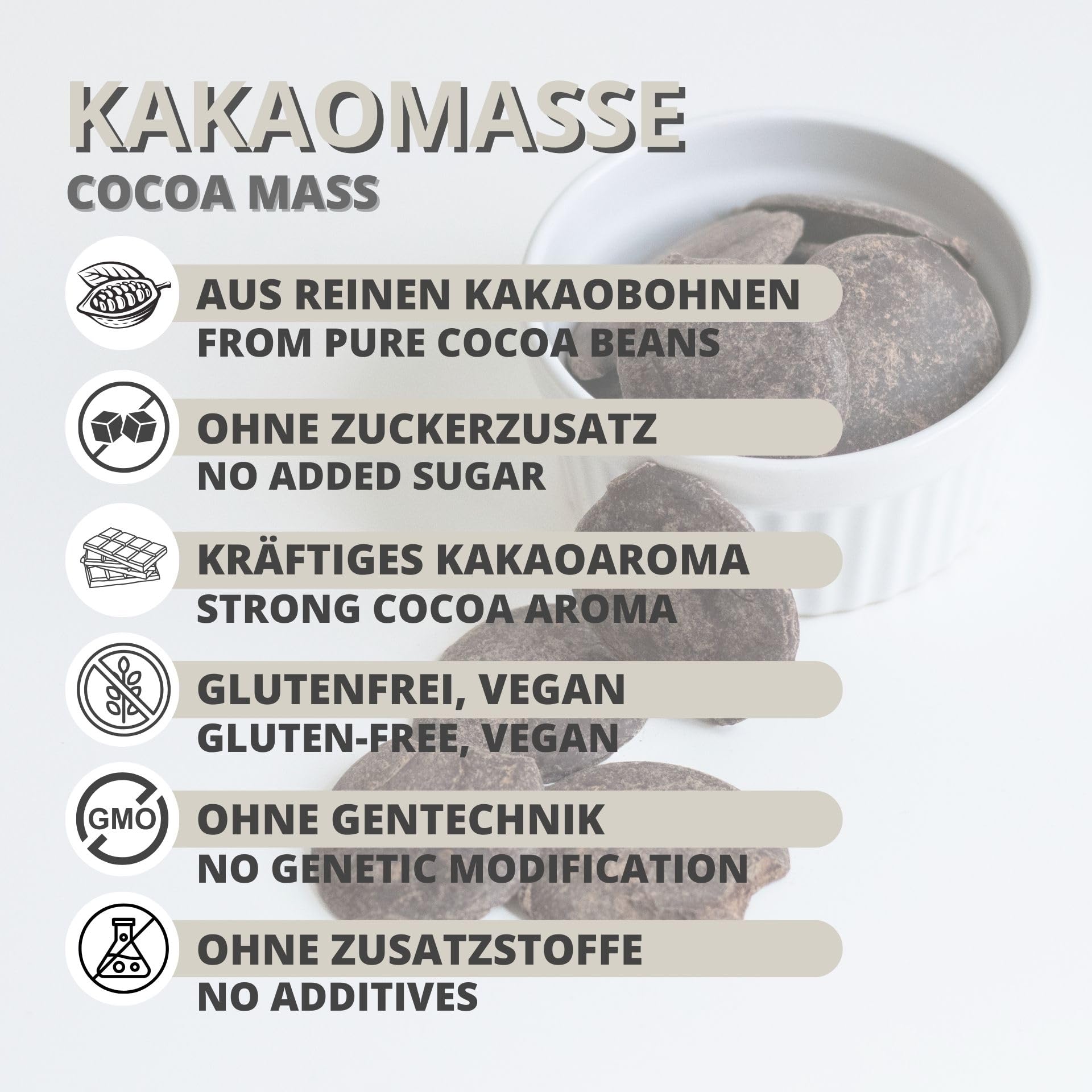 Kakaomasse 1kg rohkost vegan ohne Zuckerzusatz