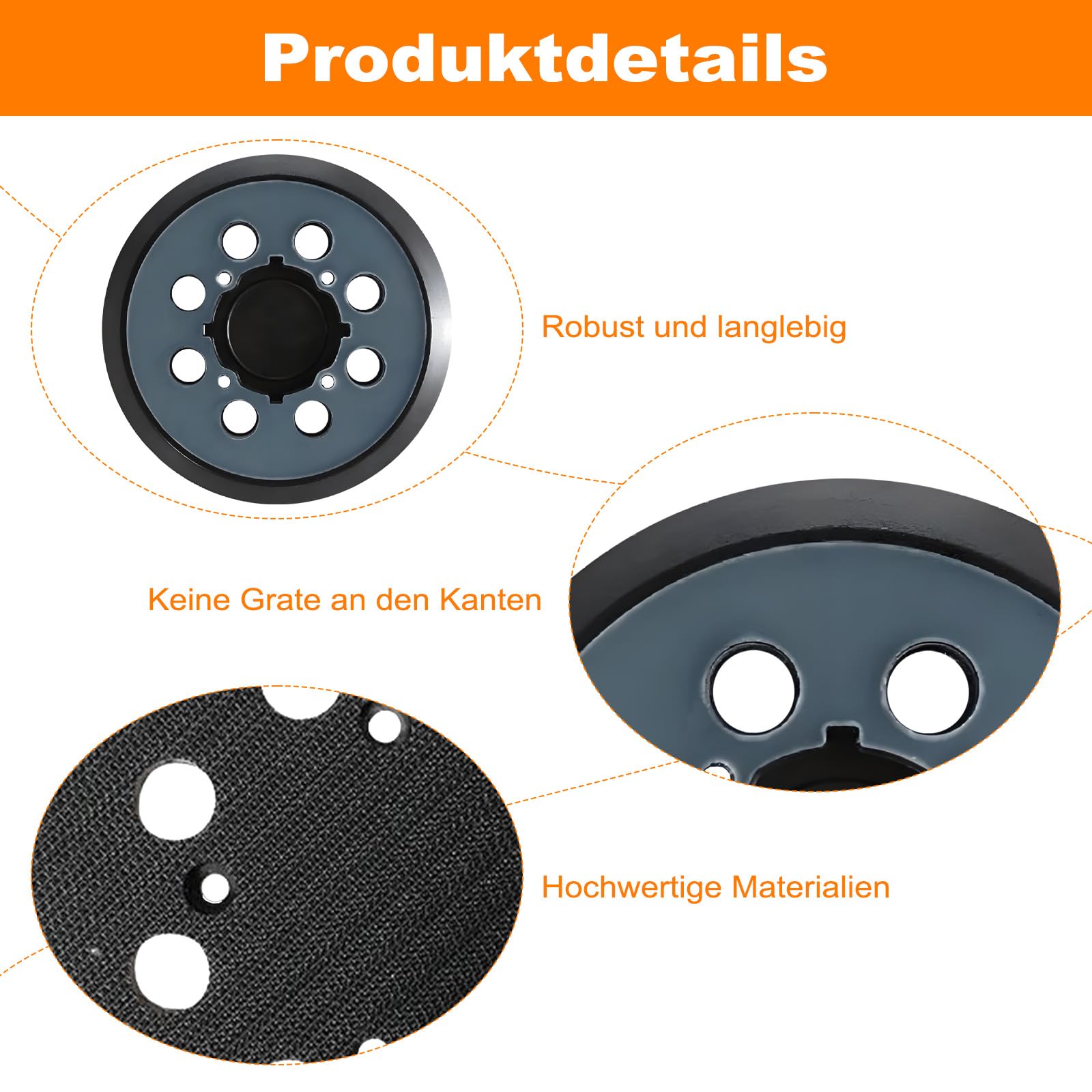 2 sztuki talerzy szlifierskich 125 mm rzep do Dewalt, 4 otwory na śruby, 8 otworów | Talerz szlifierski szlifierka mimośrodowa do DeWalt DWE6421 6421K DWE6423 6423K DCW210B DWE64233 & N329079