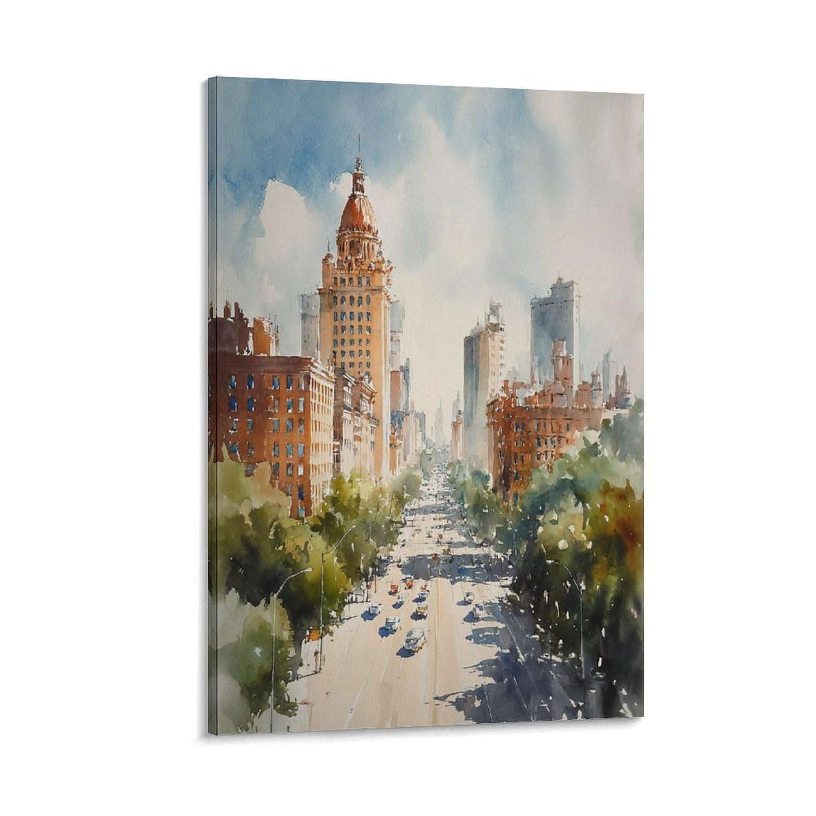 Xwymxz Frame-Style Atlanta 20X30inch(50X75cm) Vintage Travel Poster Watercolor Canvas Art