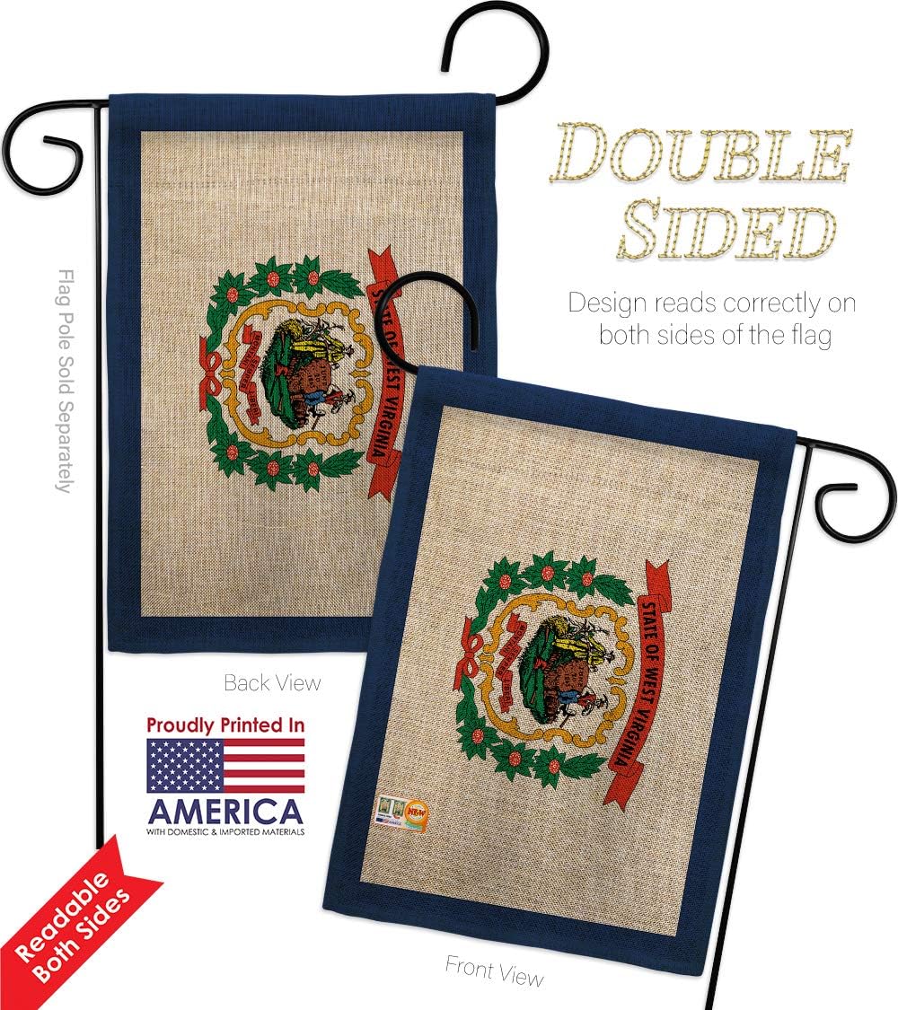 West Virginia Burlap Garden Flag Americana States USA American Territories Republic Small Decorative Gift Yard House Banner Double-Sided Made In 13 X 18.5