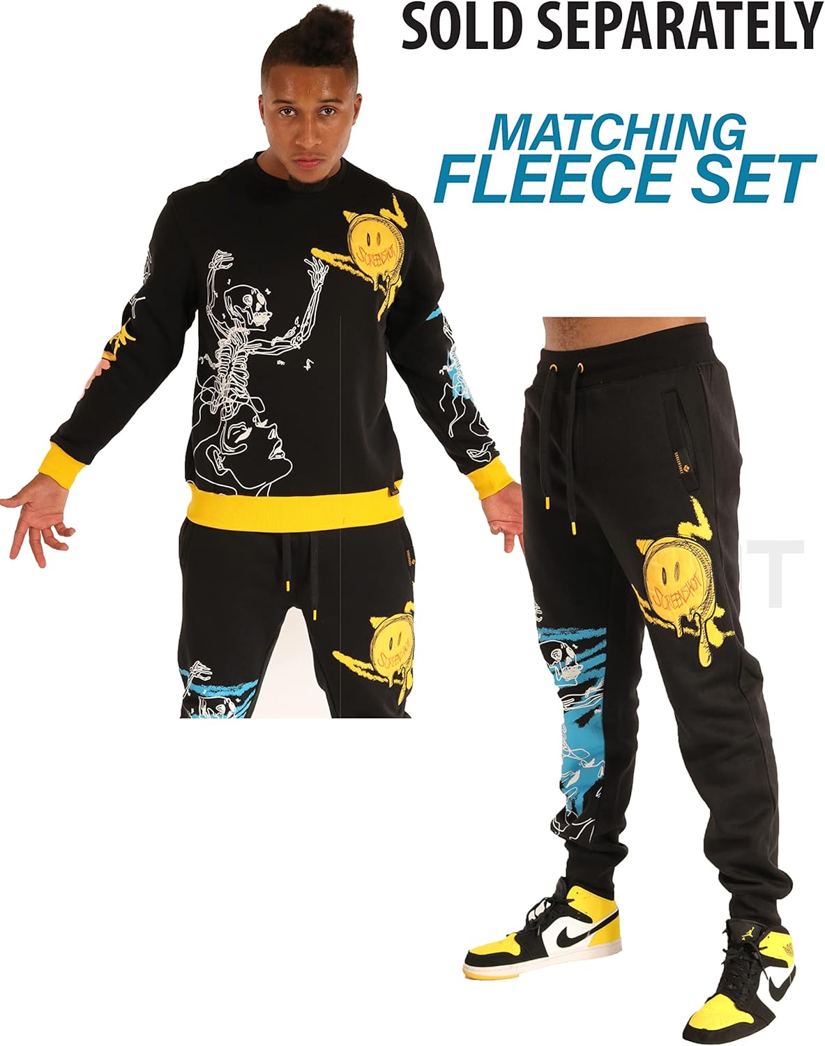 Miniatura 5 de SCREENSHOT Urban NYC Graffiti Hip Hop - Sudadera de forro polar con cuello redondo para hombre