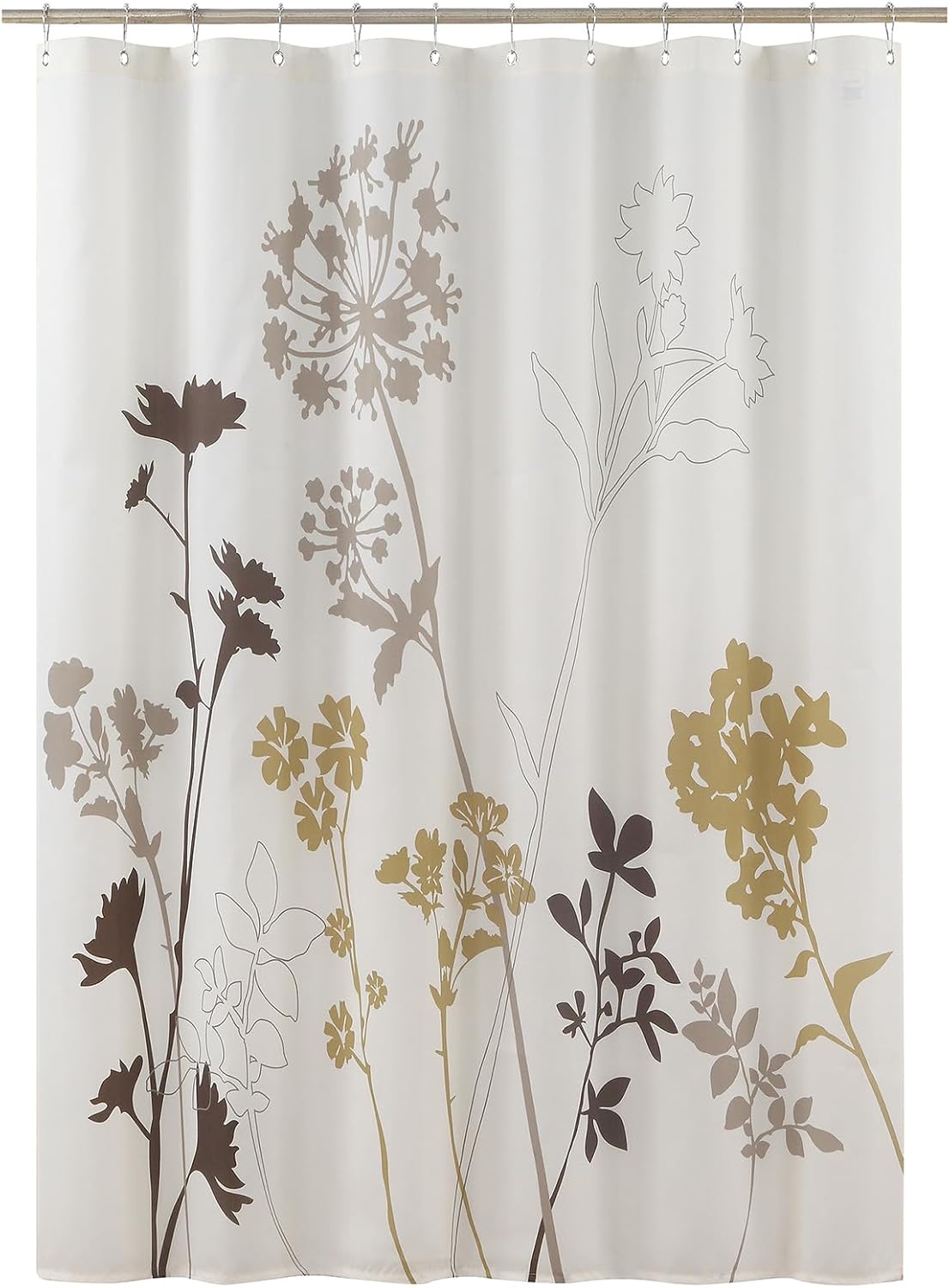 Silhouette Tan Flower Polyester Cream Fabric Plants Ivory Waterproof Brown Leaves Cloth Bath Shower Curtain,Beige Floral Farmhouse Tree Bathroom Curtains,72" W x 72" L