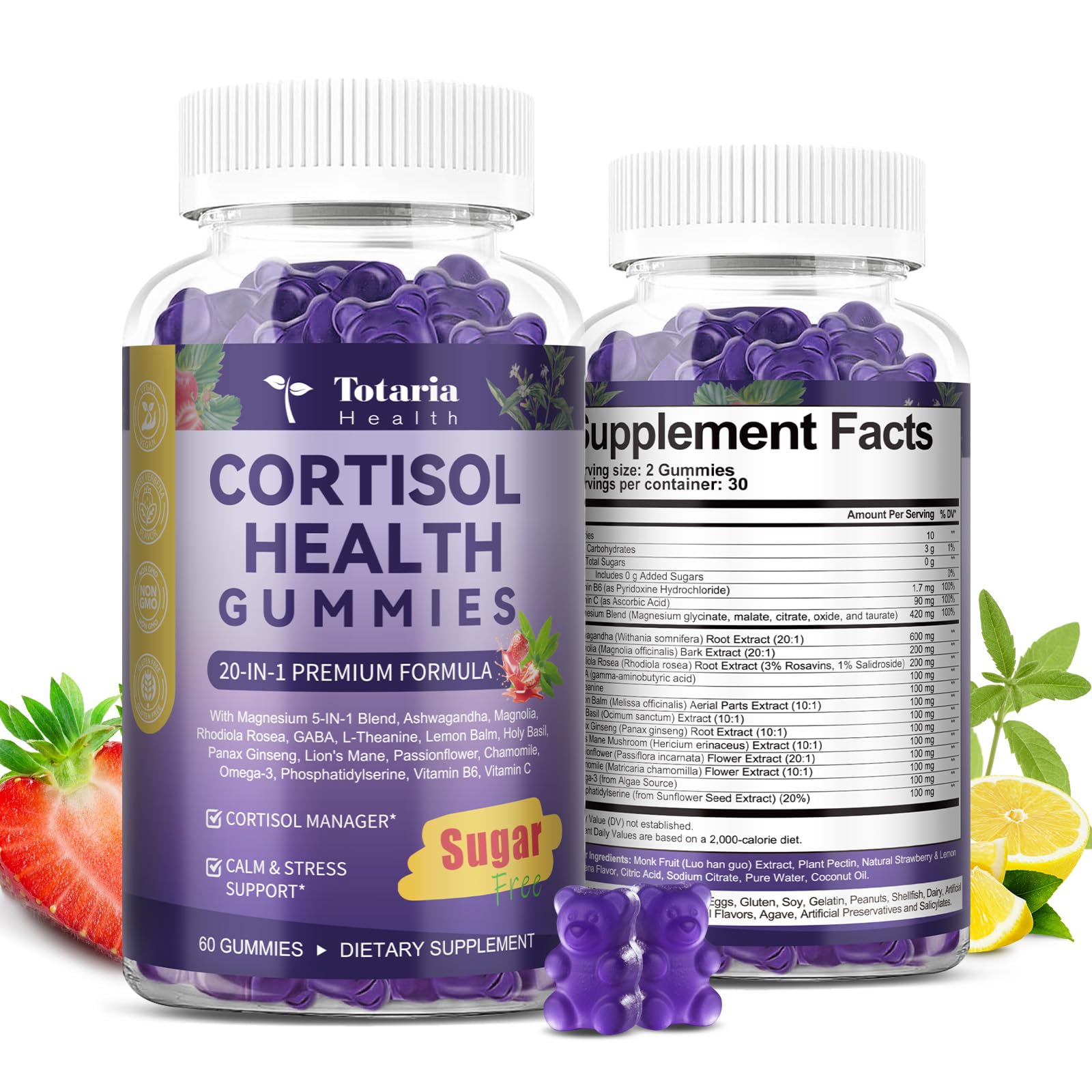 Cortisol Supplements for Women & Men 20-in-1 Cortisol Gummies with Ashwagandha Rhodiola Rosea Magnesium Phosphatidylserine Calm Focus Mood Support Healthy Cortisol Levels 30 Day Supply — Amazon image 10