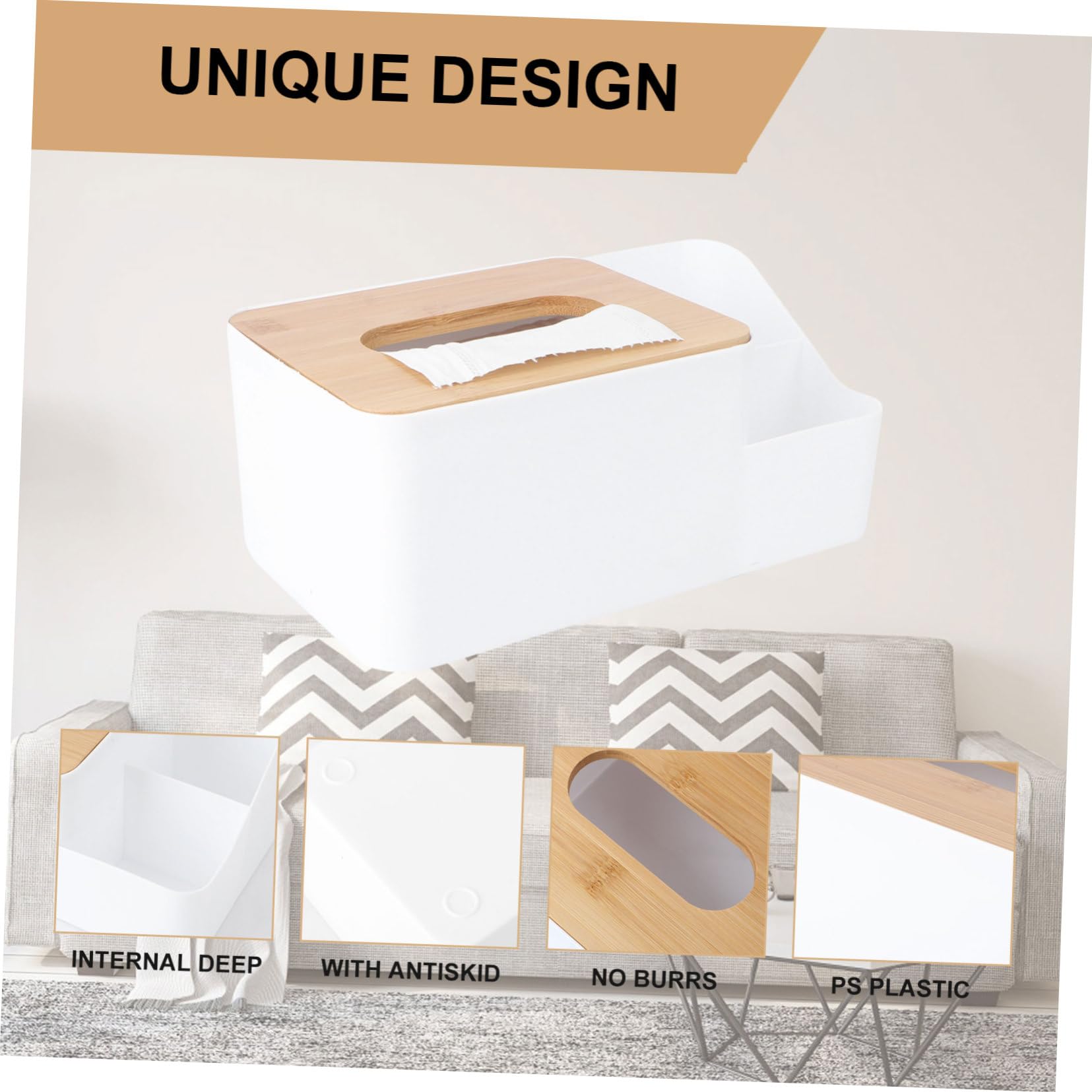 UTHCLO Rattan Boxes Lid Desktop Storage Box Tissue Organizers Hotel Tissue Case
