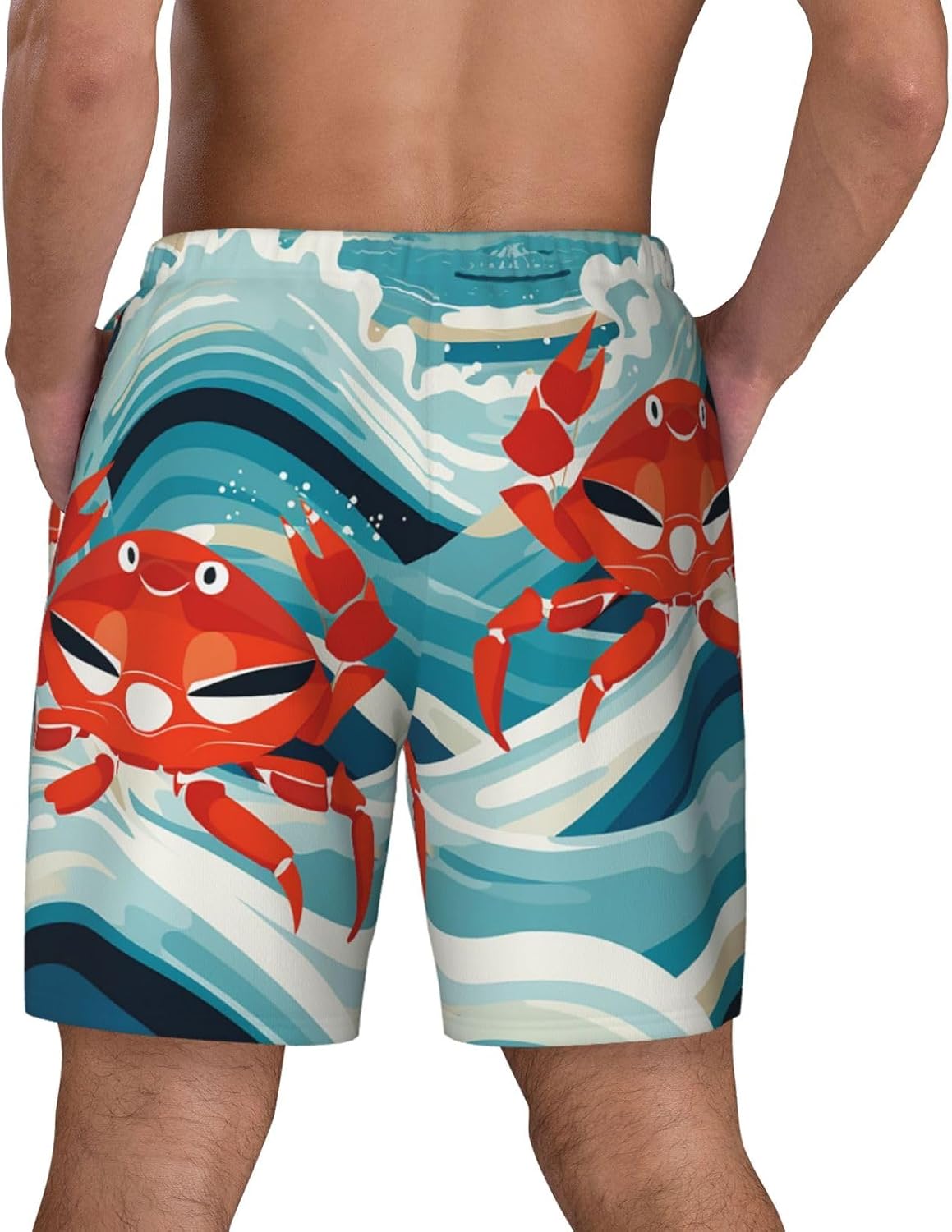 Men's Swim Trunks 2 in 1 Quick Dry Bathing Suits Crab with Glasses Beach Board Shorts Swimwear