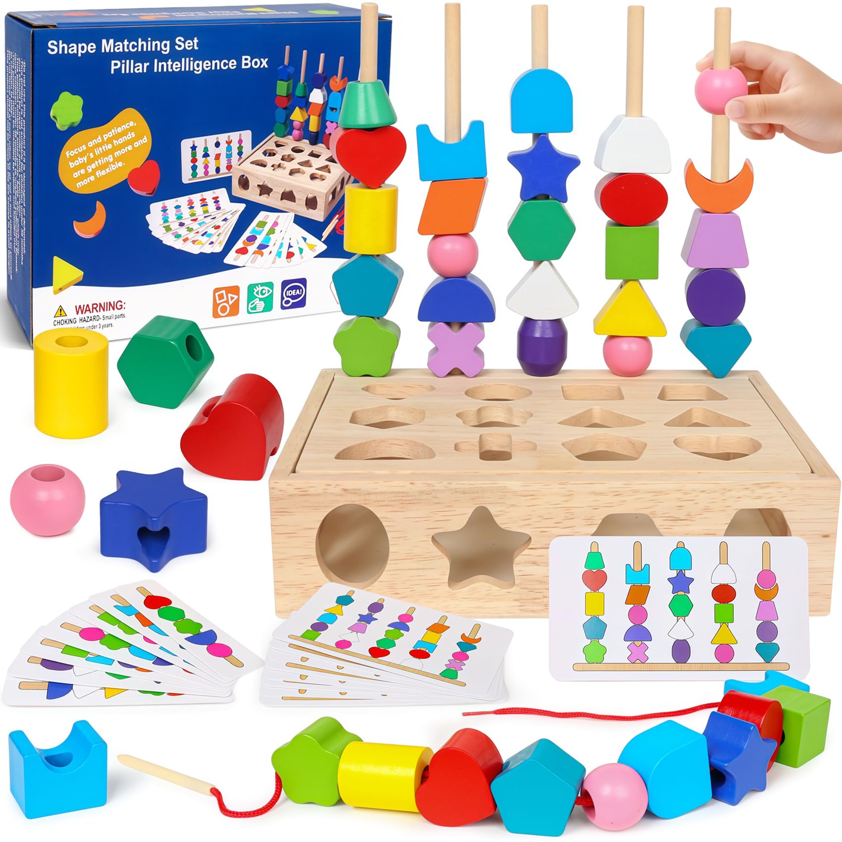 Snapklik.com : ROOCHKD Wooden Sorting Toy Montessori Color & Shape ...