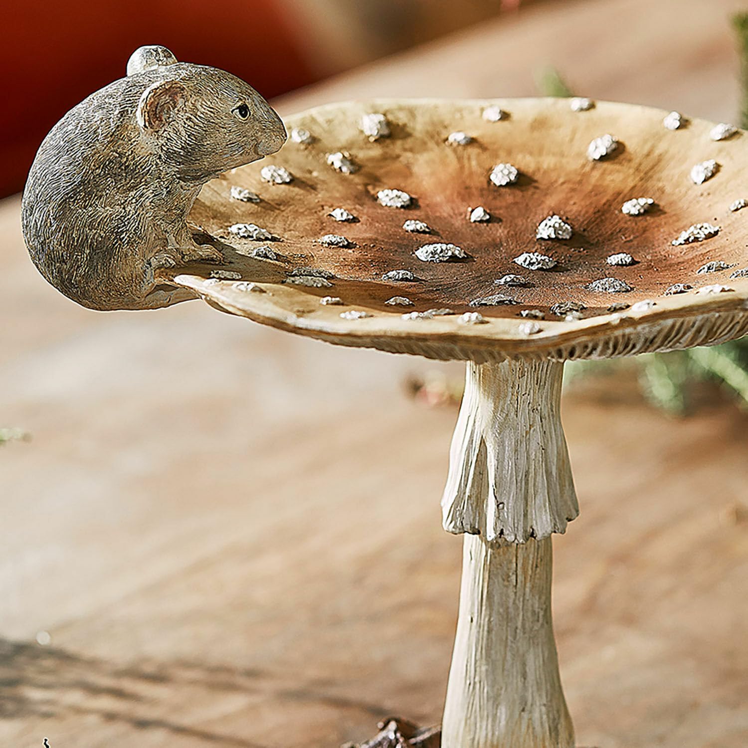 Loberon Deko-Pilz Isolise, Handbemalt, Detailgetreue Gestaltung, mit Possierlicher Deko-Maus, Herbstliche Stimmung, Dekoration, Dekoobjekt, Polyresin, braun