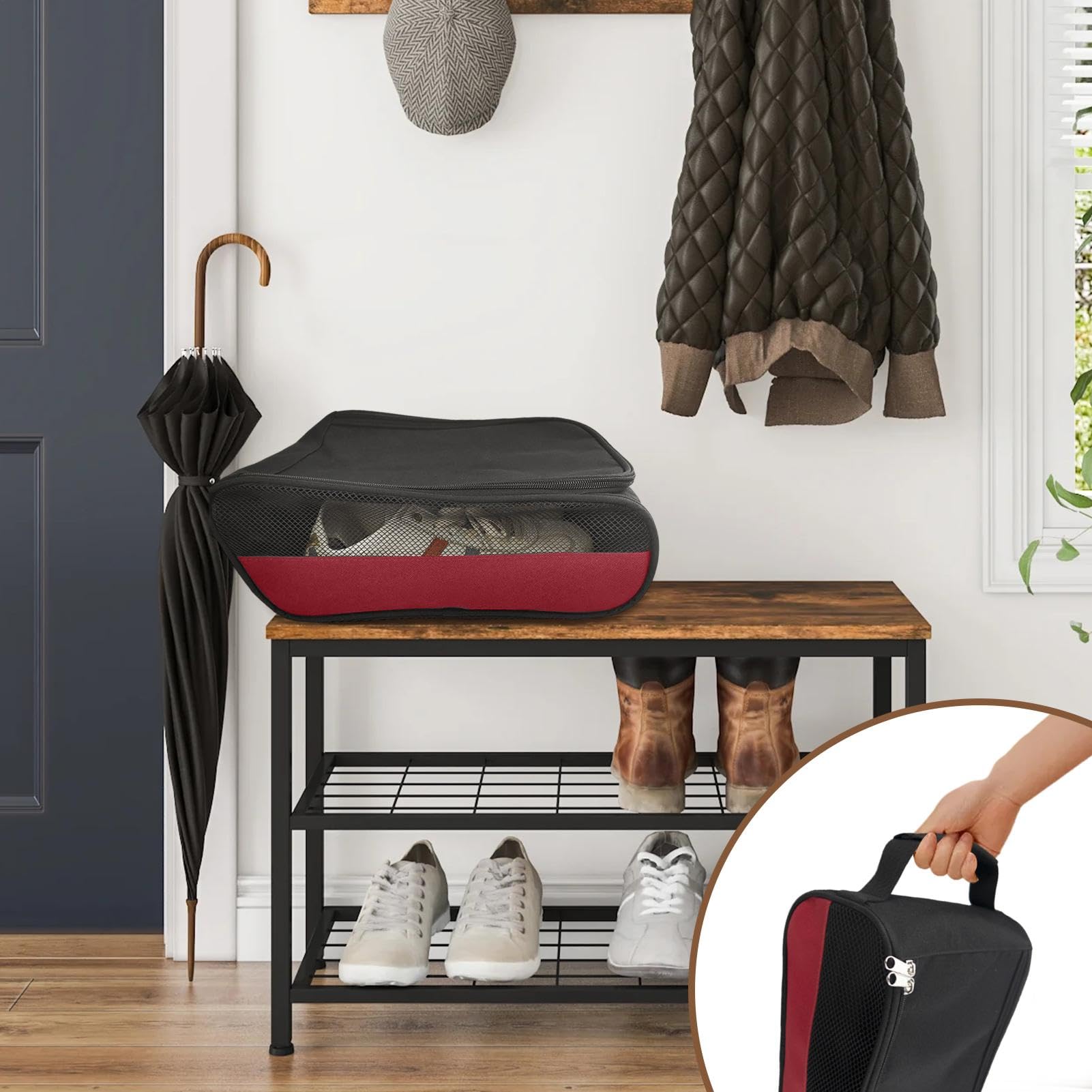 Bolsas De Zapatos Para Viajes,Bolsa Porta Zapatos - Bolsa para zapatillas Bolsa para zapatos | Bolsa organizadora para almacenamiento de zapatos de viaje con asa de correa con cremallera ventilada imp