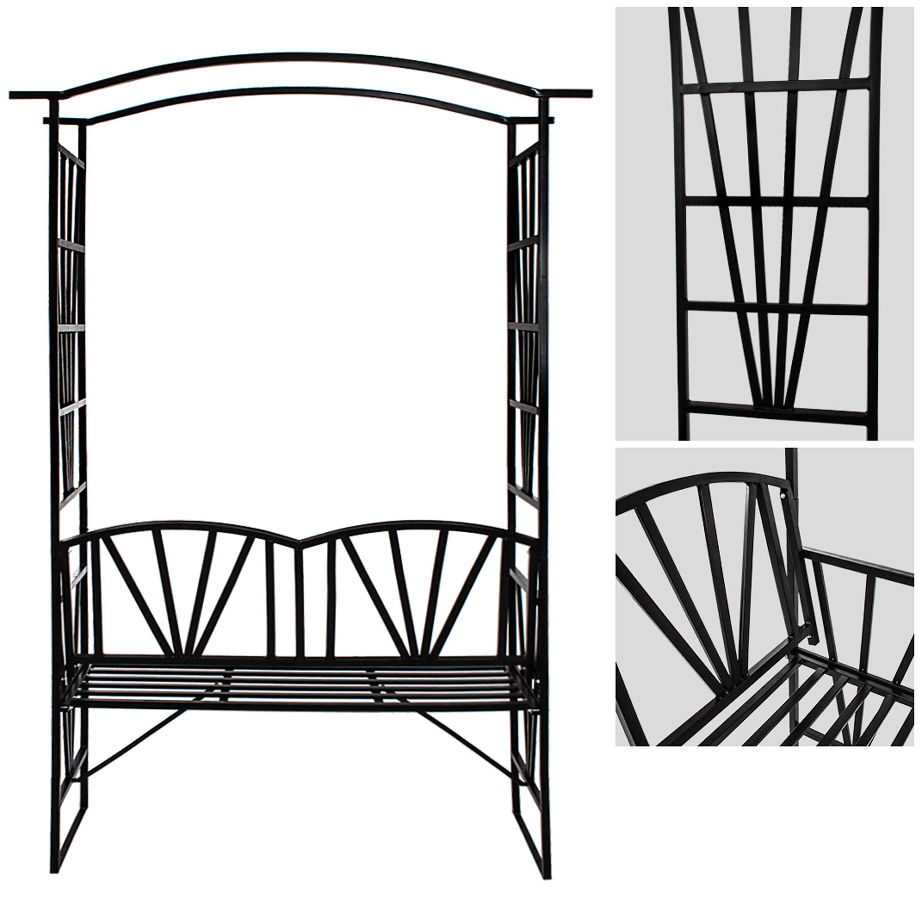 TecTake Arco de metal para rosas Arco de jardín Plantas con banco pérgola banco jardin