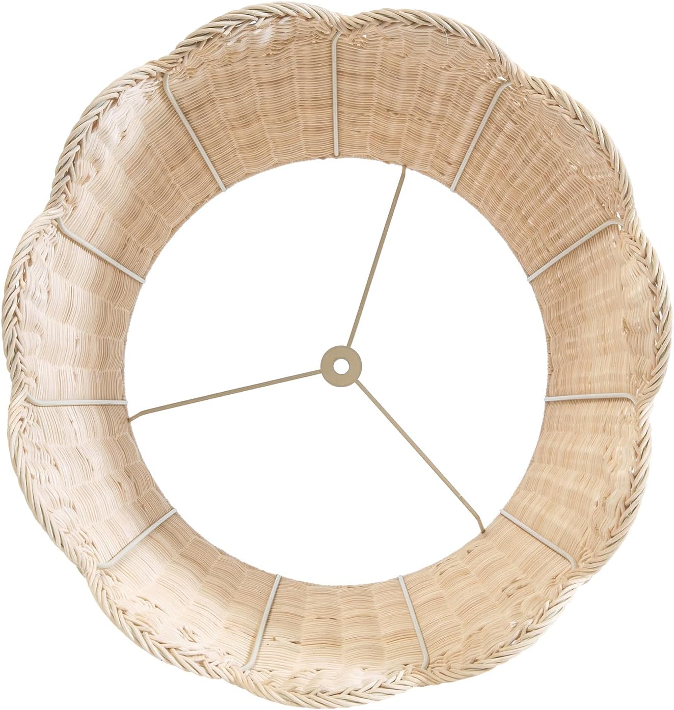 13" Top X 16" Bottom X 11.2" High X 12" Slant, Large Scalloped Lamp Shade, Tropical Lampshade,Rattan Lamp Shade, Wicker Seagrass Lamp Shades for Table Lamp (Large-13" Top X 16" Bottom X 11.2" High)