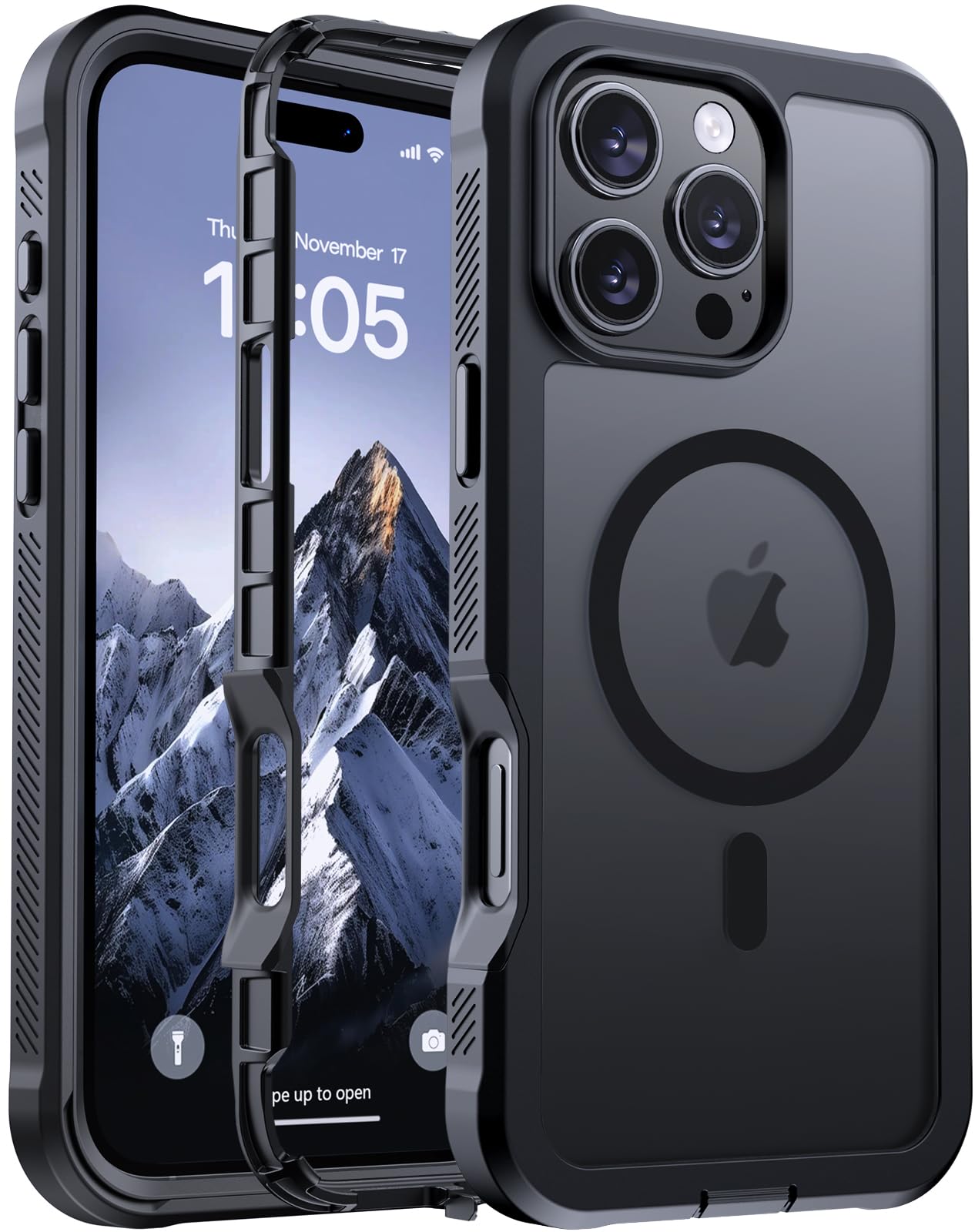 jaroco Magnetic for iPhone 16 Pro Max Case Heavy Duty Protection Black iPhone 16 Pro Max Black