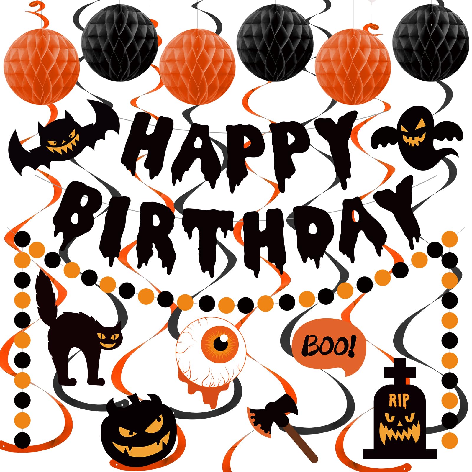 Halloween Birthday Decorations, Birthday Banner for Halloween Party