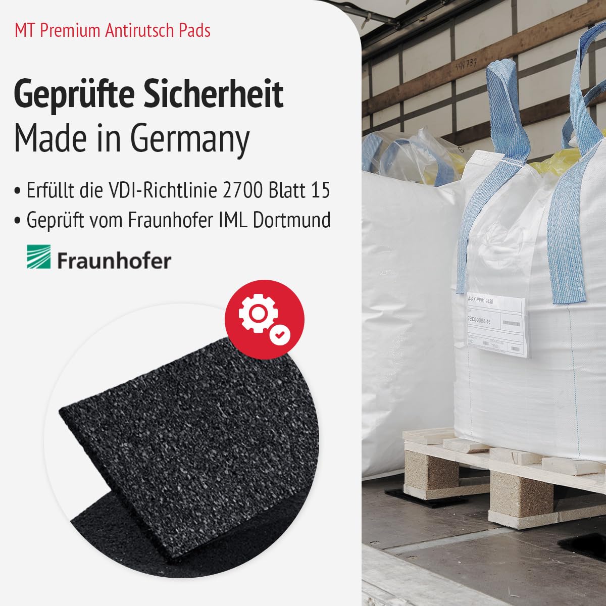 Anti-Rutsch-Pad | 100 Pads aus PU-gebundenem Gummigranulat, geprüft nach VDI-Richtlinien | Druckfestigkeit bis 300 Tonnen/m²; Größe: 200x100x8mm; Farbe: schwarz meliert