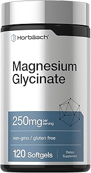 Horbaach Magnesium Glycinate | 250mg | 120 Softgels | Non-GMO and Gluten Free Supplement