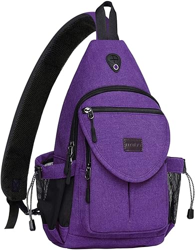 Miniatura 16 de MOSISO Mochila bandolera, mochila cruzada de lona para senderismo con bolsillo antirrobo