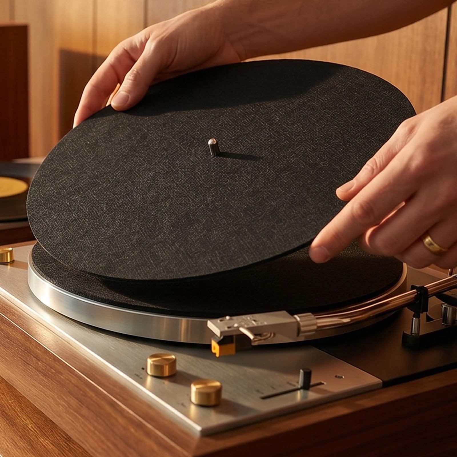 Vaguelly 6 Piezas Alfombrillas de Fieltro para Tocadiscos Antiestáticas Antideslizantes Protección Vinilo Reducción Vibración Ruido para Reproductores