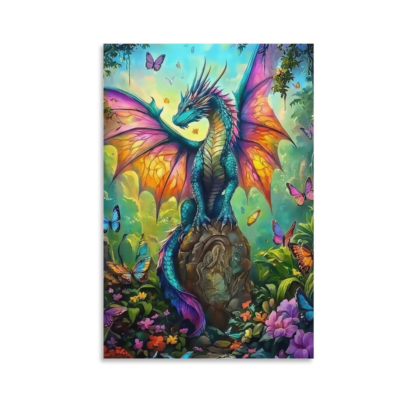 DHBANEIOK Fantasy Dragon Art Wall Decor Poster Giclee Canvas Prints Modern Wall Art Picture Wall Hanging for Office Gym Living Room Decor 08x12inch(20x30cm)