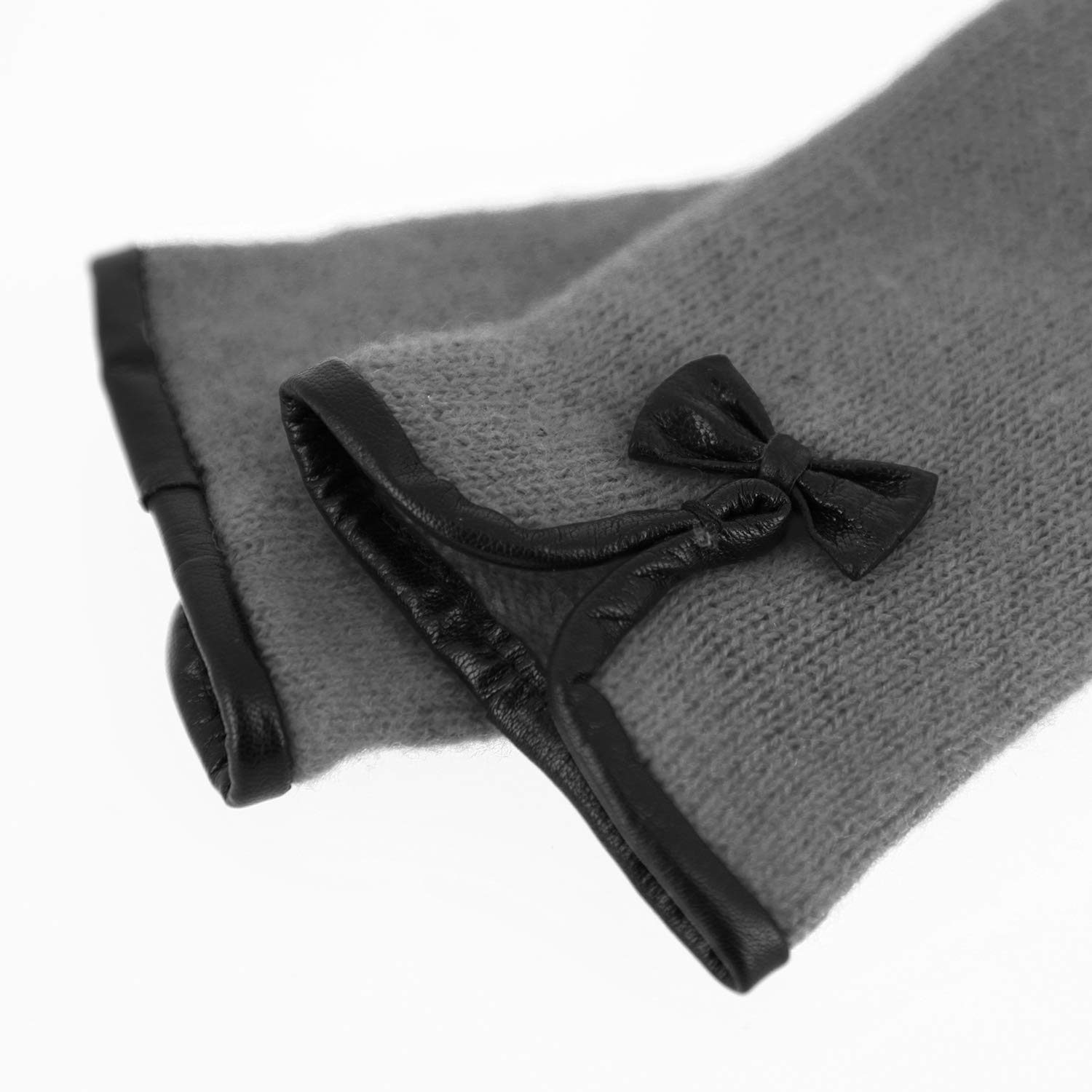 fiebig Guantes de senderismo con dobladillo de piel y lazo moderno. Guantes de lana para mujer, en muchos colores gris claro 7.5