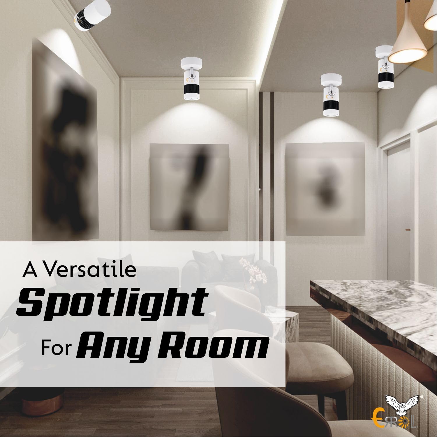 Errol White spot Lights 9 watt Aluminium Focus Light, Adjustable Head Focus Light for wall | spot Lights for Home Ceiling | spot Light (White) 4