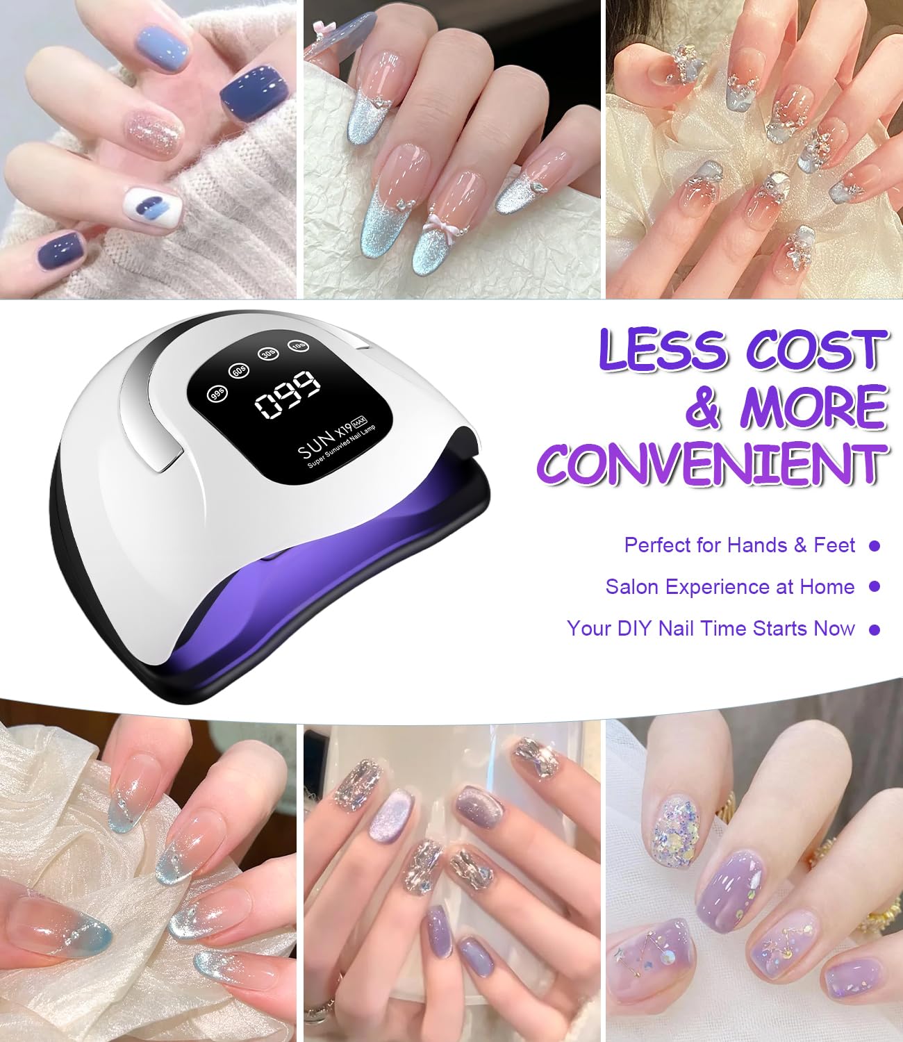 Lampada UV LED unghie 320W, fornetto unghie con 72 Perline LED, Sensore Automatico, 4 Timer, Display Digitale, lampada unghie per Manicure e Pedicure, fornetto unghie semipermanente Casa/Salone