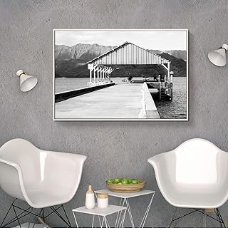 wall26 Floating Framed Canvas Wall Art for Living Room, Bedroom Black and White Building Canvas Prints for Home Decoration Ready to Hang - 16x24 inches