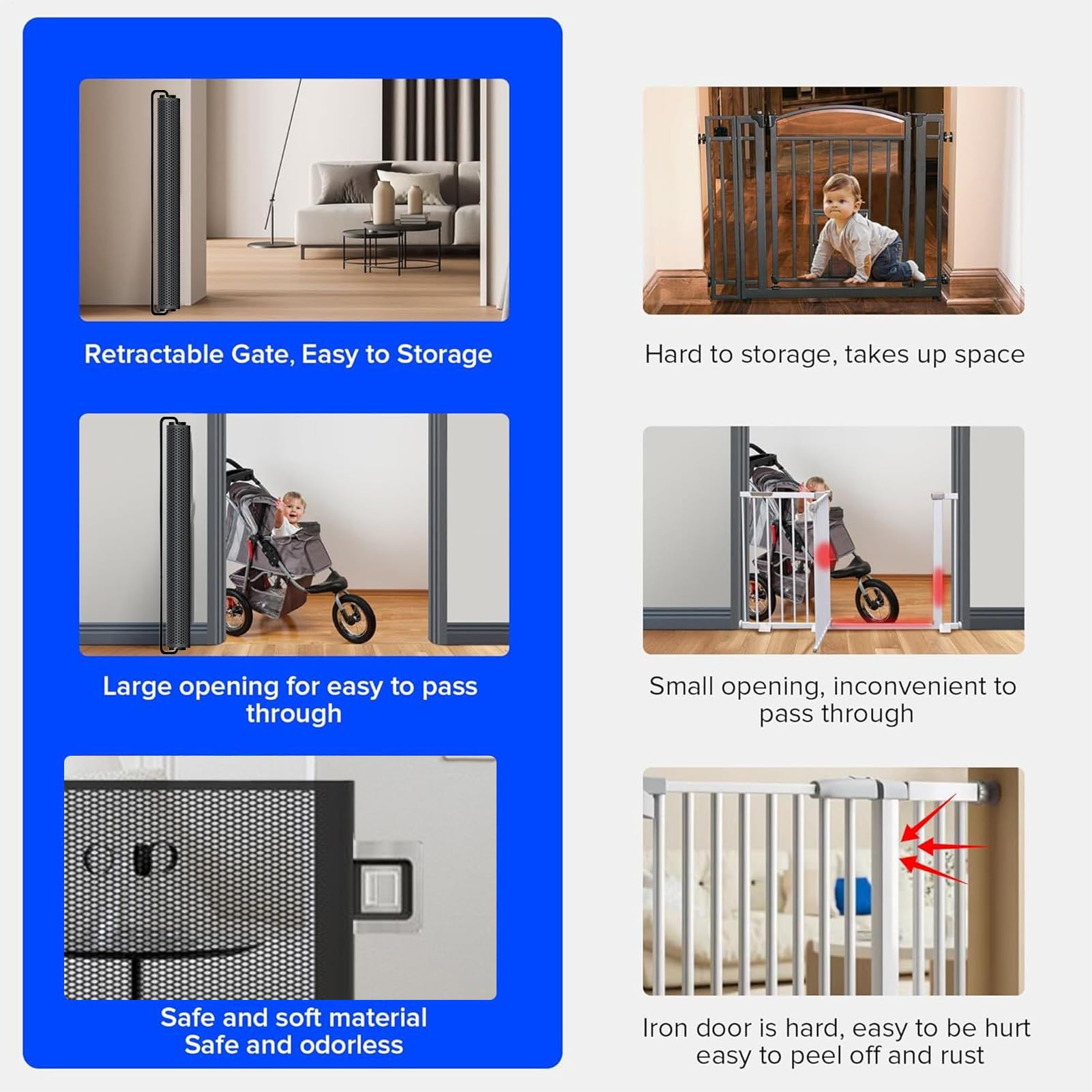 Rejilla de Seguridad Infantil para escaleras, Rejilla de Malla retráctil para Mascotas, Interior para Chimenea, baño, balcón, Pasillo, Sala de Juegos, terraza, habitación Infantil
