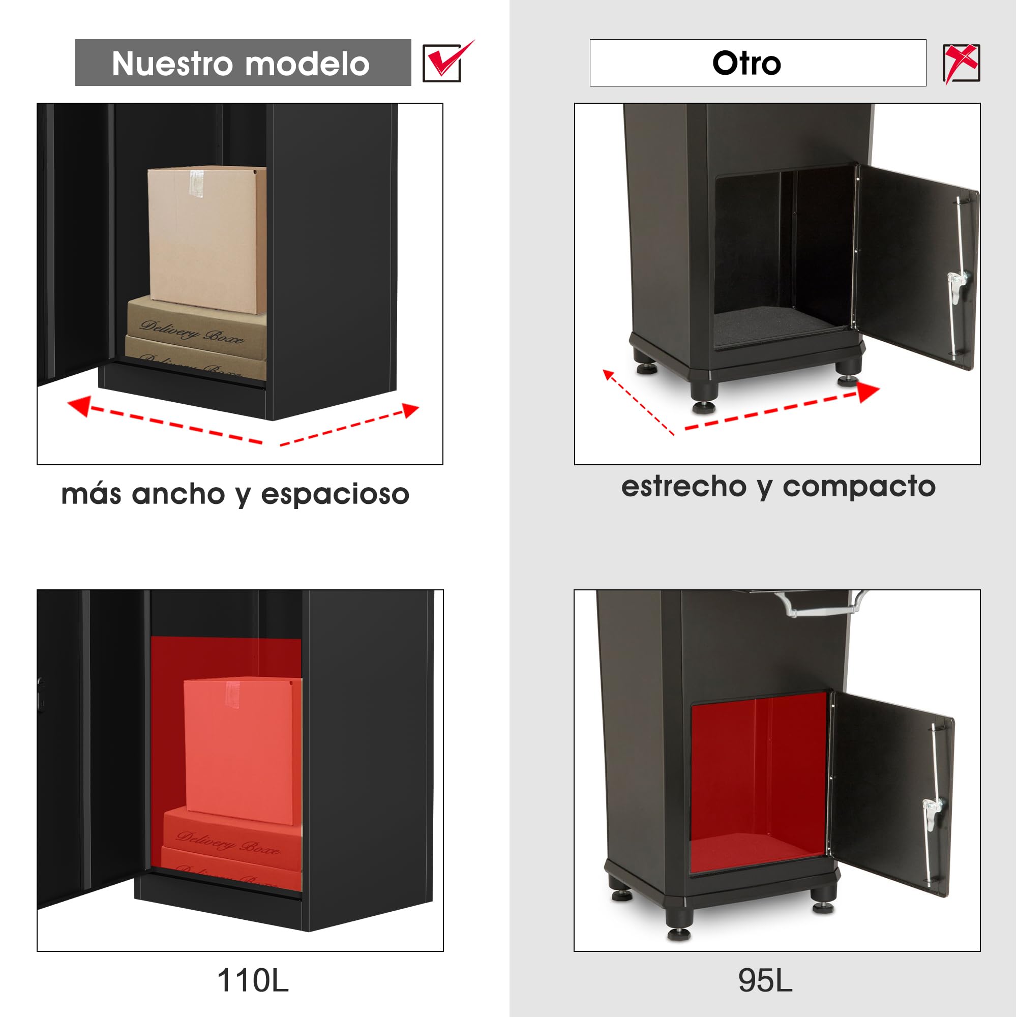 Caja para Paquetes Exterior XXL, Buzón con Compartimento para Paquetes Buzón Antirrobo con Cerradura de Código, Montaje en Pared Impermeable para Paquetes Domésticos Terraza Jardín