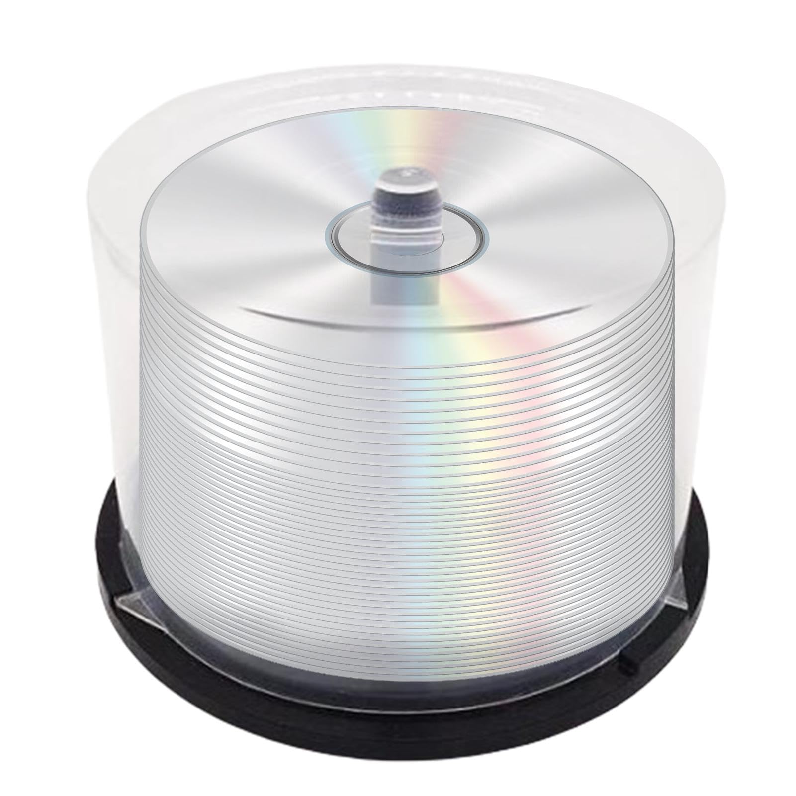 Scatola per torta per DVD, custodia per torta per DVD,Secchio per DVD a colonna trasparente con mandrino nero - Contenitori per la conservazione di 50 dischi per bar domestico, organizer per DVD per d