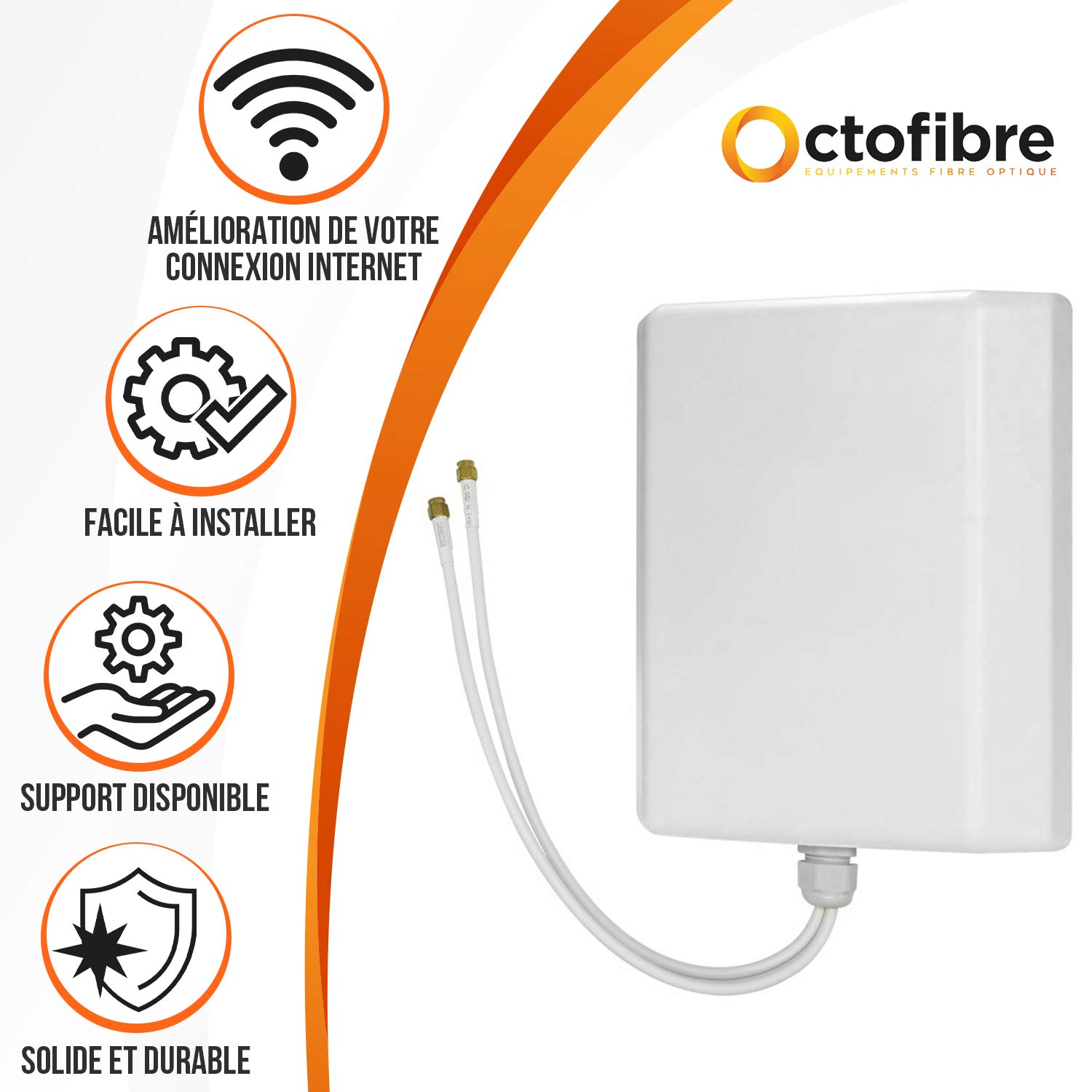 Antenne 4G Exterieur - Amplificateur pour Routeur 4G - Compatible avec Toutes Les Box - Routeur Huawei Bouygues Orange - 2 Câbles SMA (5M)
