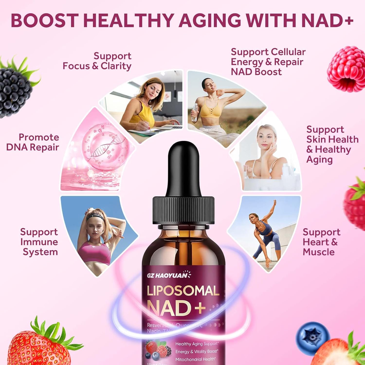 Liposomal NAD Supplement - 1200mg NAD+ Liquid Drops for Women & Men with Nicotinamide, Resveratrol, Quercetin, TMG, Black Pepper Extract - Brain & Cellular Mitochondrial Health, Anti-Aging, Longevity - Image 7