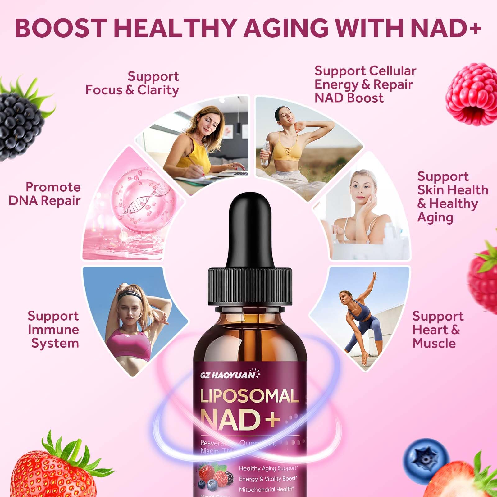 Liposomal NAD Supplement - 1200mg NAD+ Liquid Drops for Women with Nicotinamide, Resveratrol, Quercetin, TMG, Black Pepper Extract - Brain & Cellular Mitochondrial Health,Anti-Aging,Longevity,4 Fl Oz — Amazon image 8