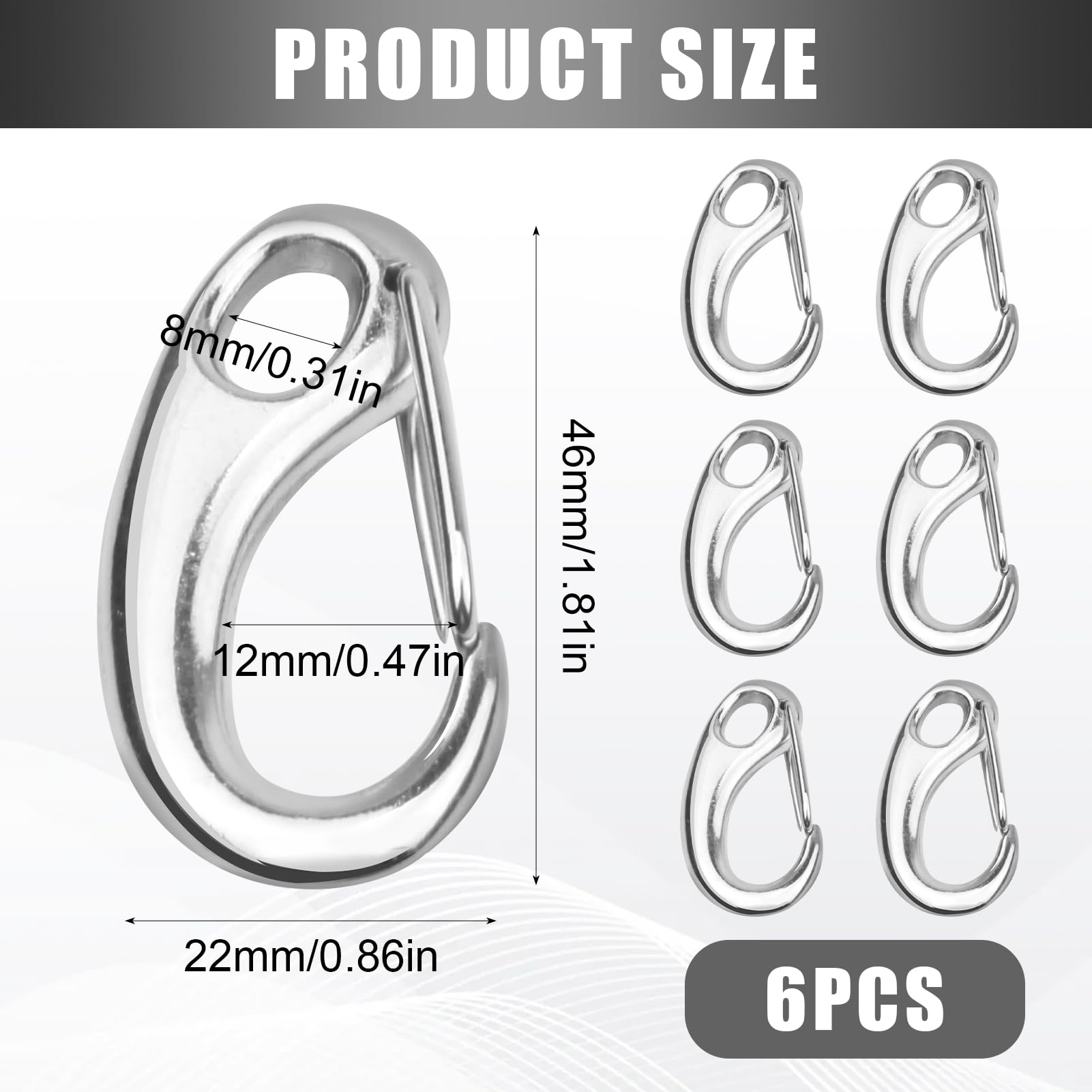 CAIDMOS Lot De 10 Mousquetons Robustes En Acier Inoxydable De 5,9 Cm, Grands Mousquetons, Mousquetons à Ressort, Mousquetons D'escalade Verrouillables Pour Suspendre Des Plantes, Camping En Plein Air