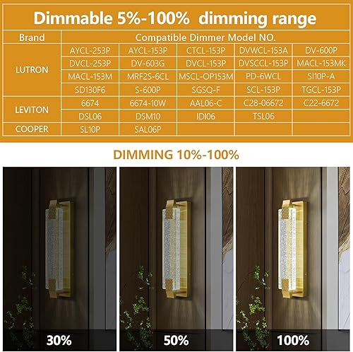 Miniatura 6 de Moderno juego de dos apliques de pared de cristal con burbujas LED para baño, 19.09 pulgadas, luces doradas de tocador para escaleras, pasillo,