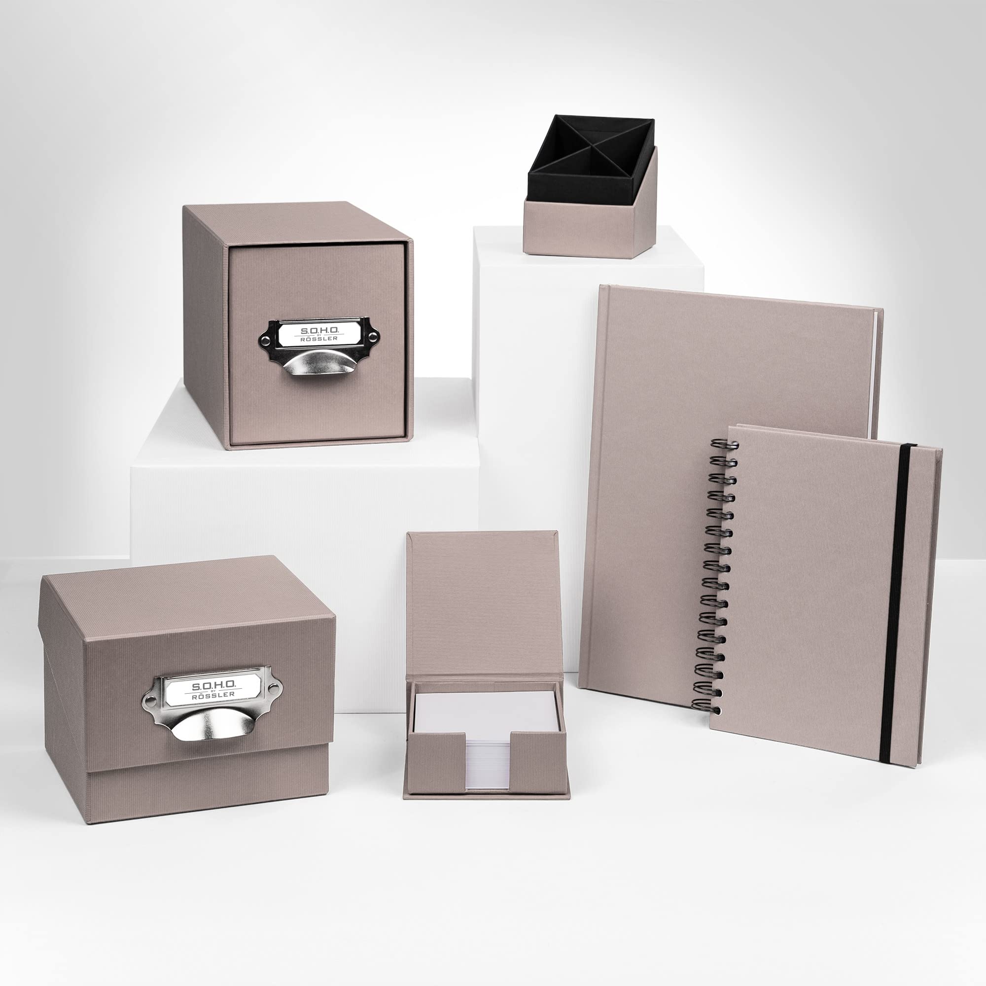 Rössler Papier 1327452490 - S.O.H.O. Cassetto porta CD, con etichetta inseribile e maniglia, color tortora, 1 pezzo