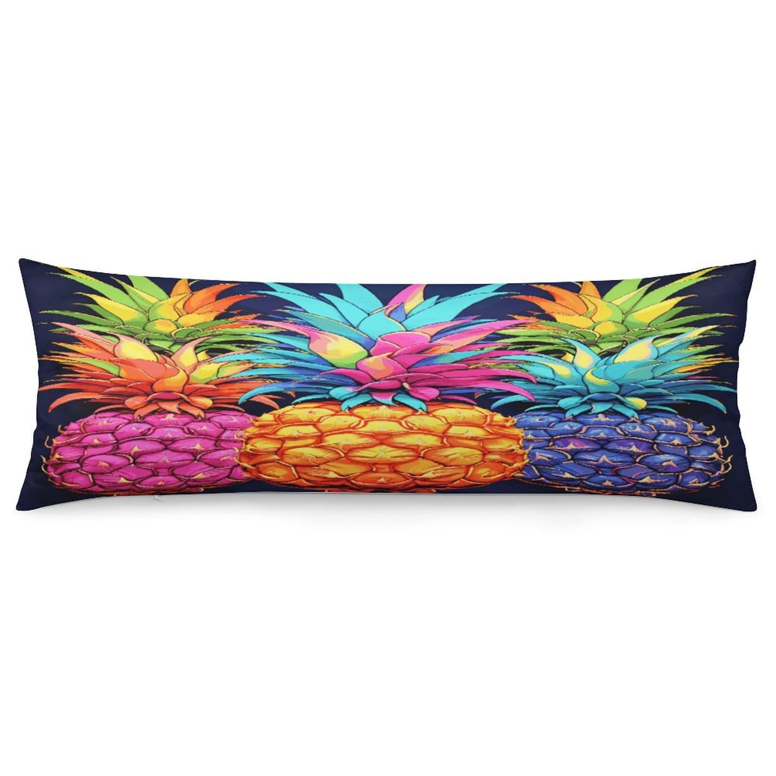 Colorful Pineapple Pillowcase Basics Body Pillow Pillowcase with Zipper Retro Pillows Protector Long Pillow Case Cover for Hot Sleepers and Night Sweats