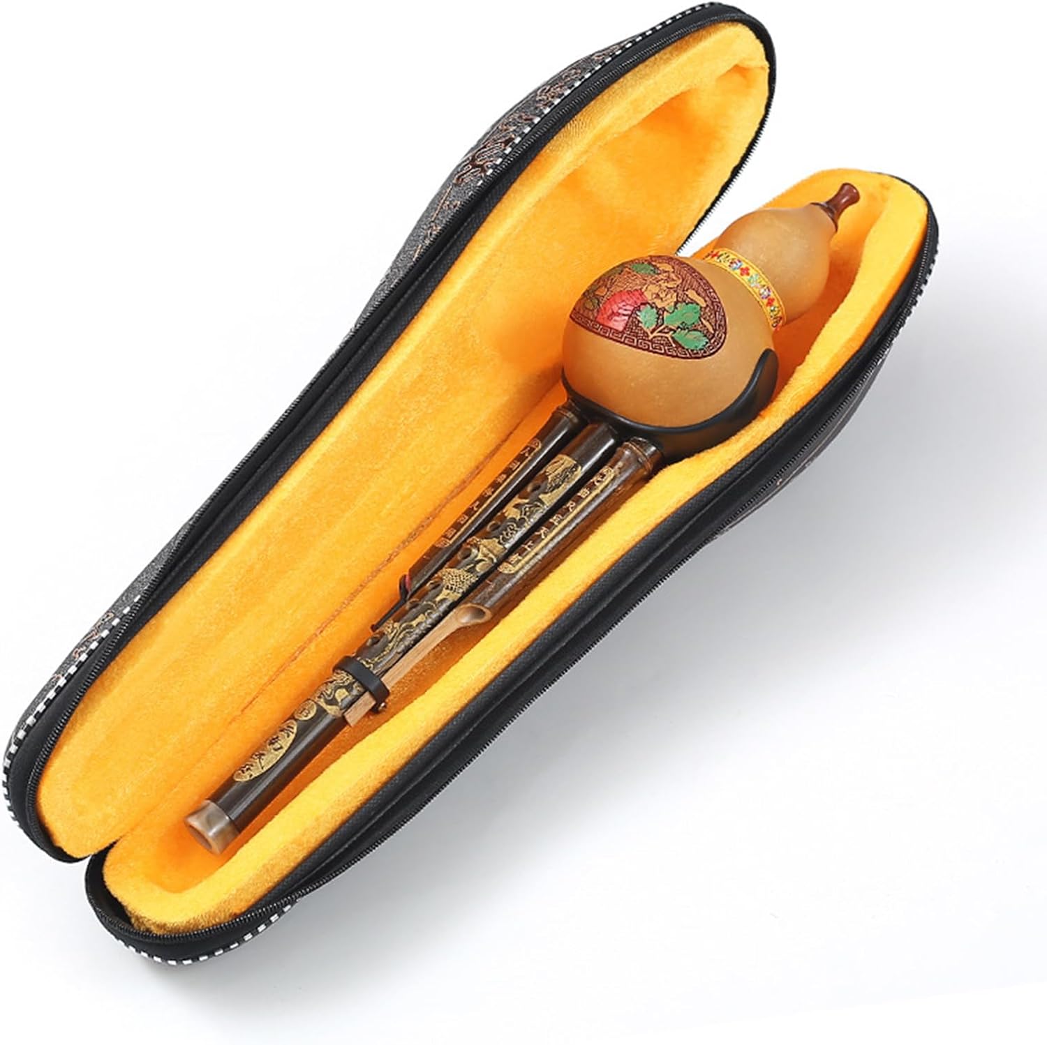 Chinese Handmade Hulusi Bamboo Gourd Cucurbit Flute Ethnic Musical Instrument for Beginner Music Lovers (Key of B flat)