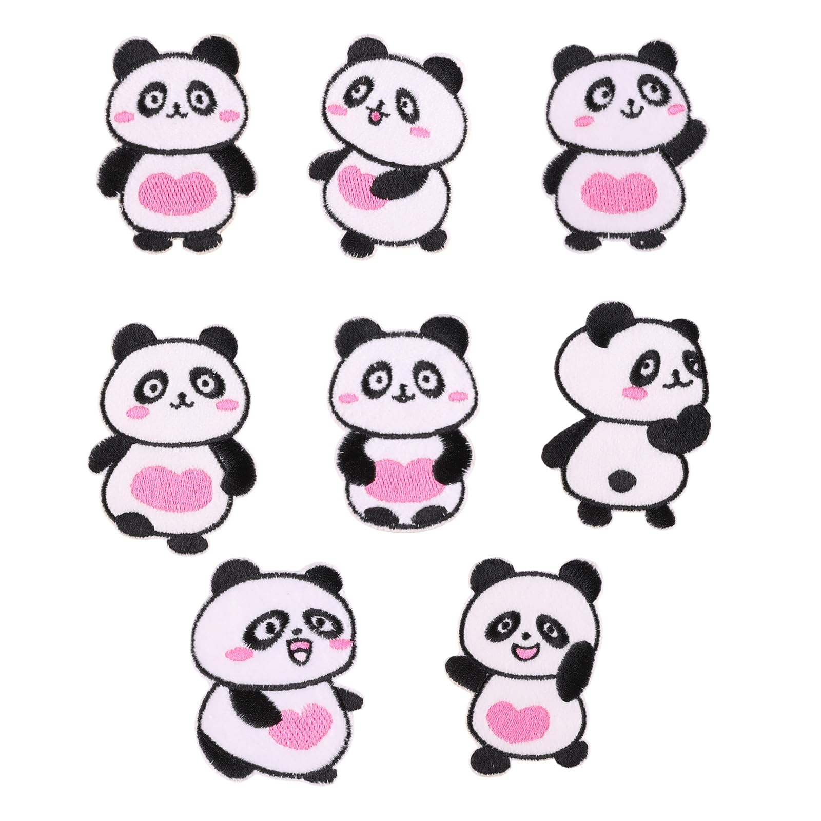 Buxuaaaa 8 Pcs Cartoon Panda Embroidered Patches Iron on Patches Animal Repair Sewing on Applique for Clothes Bag