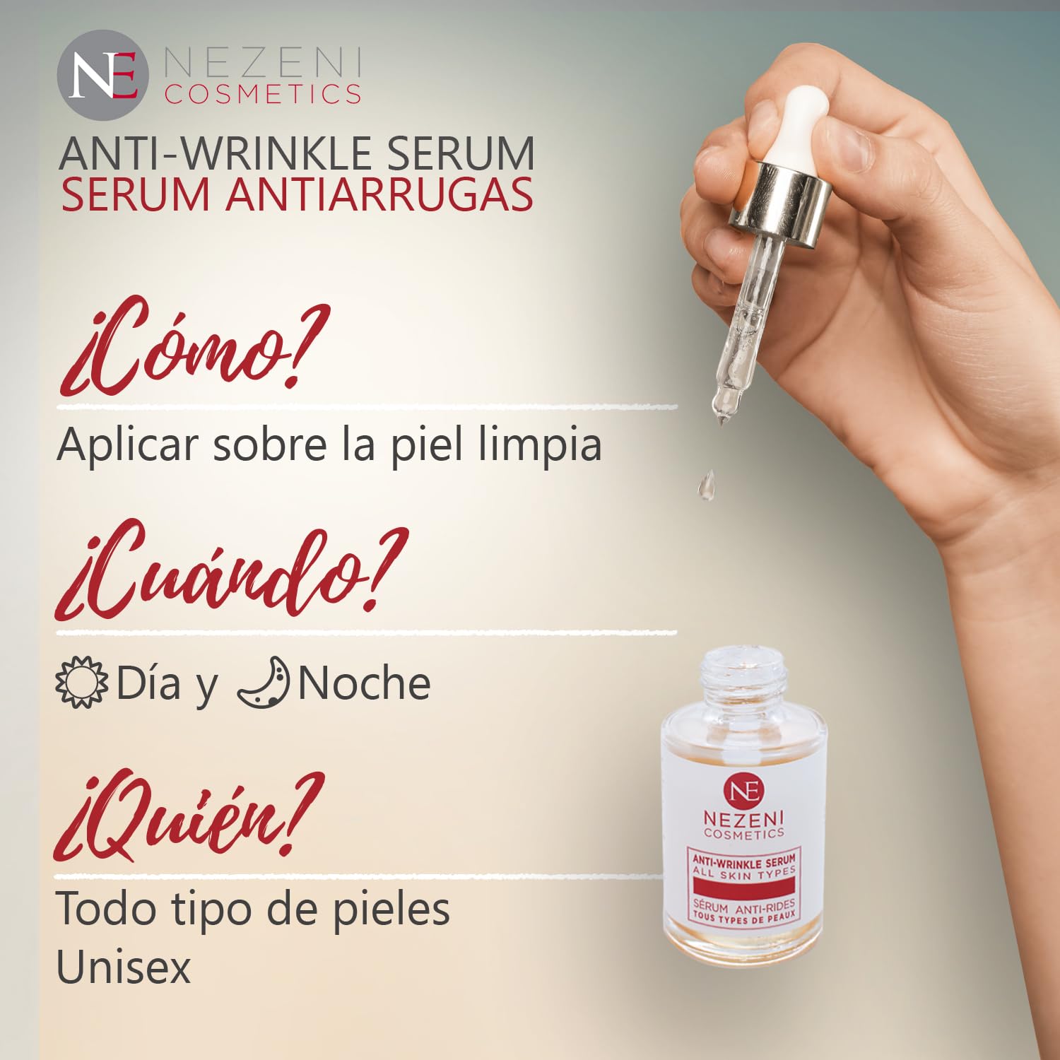 Sérum Facial Antiarrugas Antiedad con Ácido Hialurónico Puro + VitC – 10 principios activos - BAJO CONSERVANTES 2 años caducidad cerrado