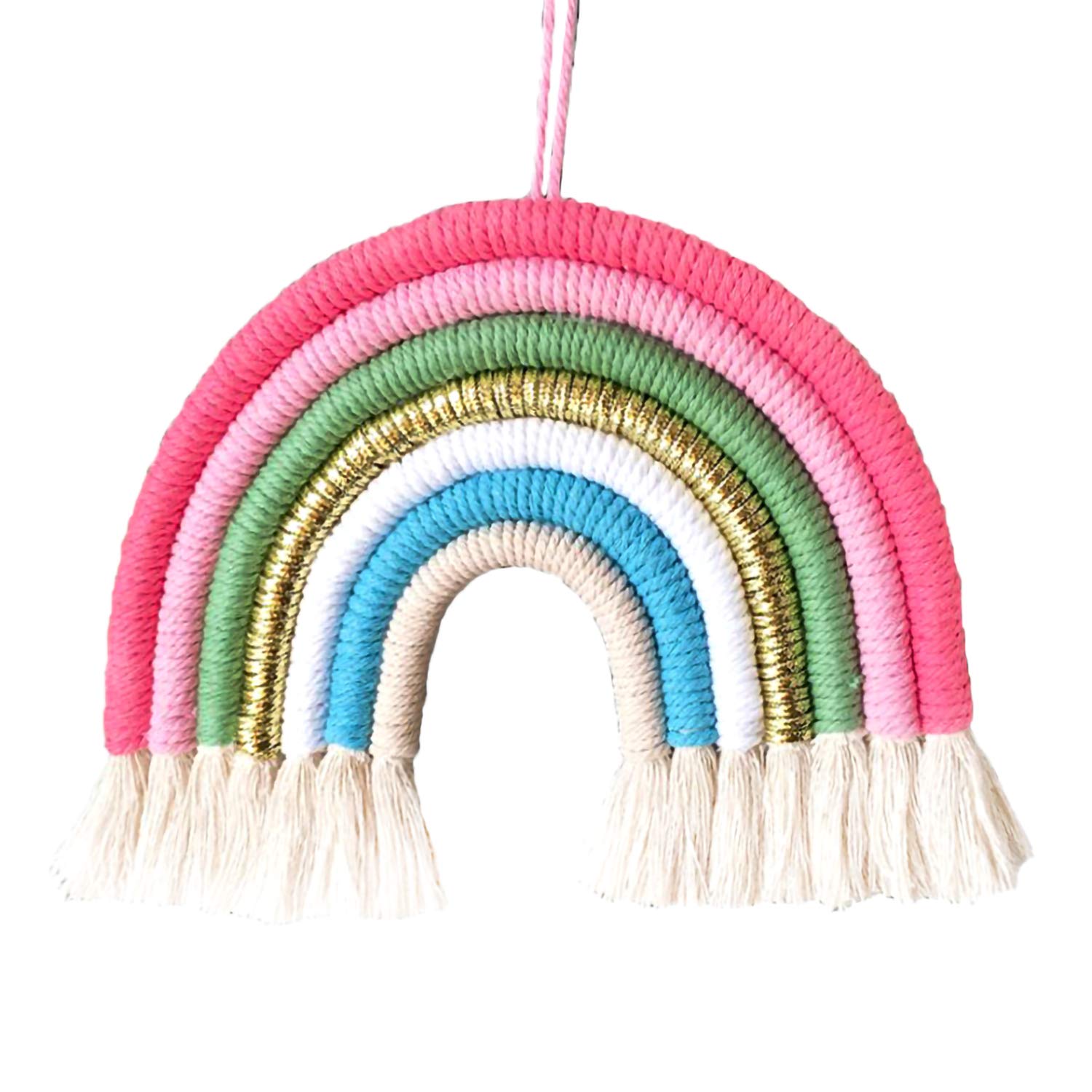 Ventertop Rainbow Wall Hanging, Rainbow Hand Woven Tapestry Macrame Decoration Tassels Rainbow Shape Tapestry Wall Hanging for Home Room Decor Apartment Dorm Room Decoration