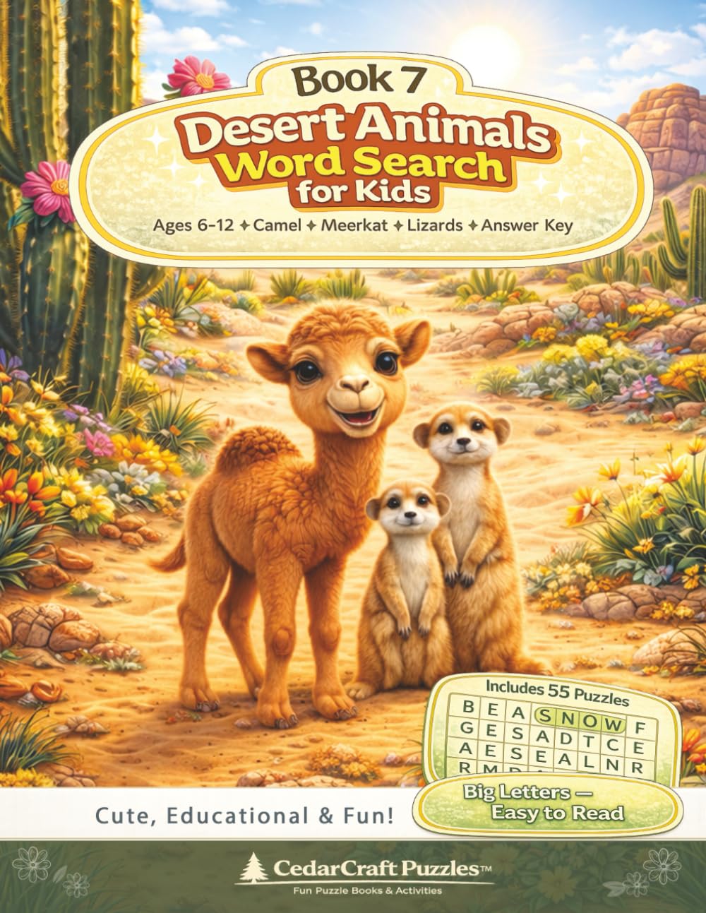 Desert Animals Word Search for Kids: 55 Fun Word Searches Featuring Camels, Meerkats & Lizards | Ages 6–12 | Big Print Activity Book (ANIMALS & NATURE — SERIES 2)
