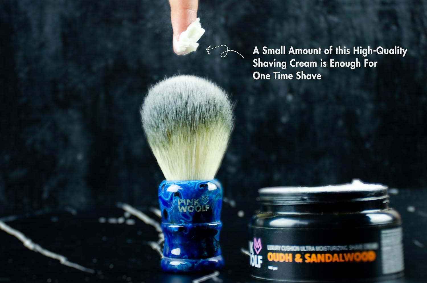 Pink Woolf Luxury Shaving Brush for Men – Dense Thick Knot, Premium Hair, Rich Lather for Cream & Soap, Traditional Wet Shaving Brush | BLUE MONSTER