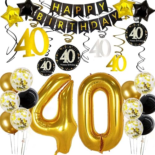 NORTHERN BROTHERS Decoraciones de cumpleaños número 40 para hombres y mujeres, decoración de fiesta de cumpleaños de 40 años, globos sobre la