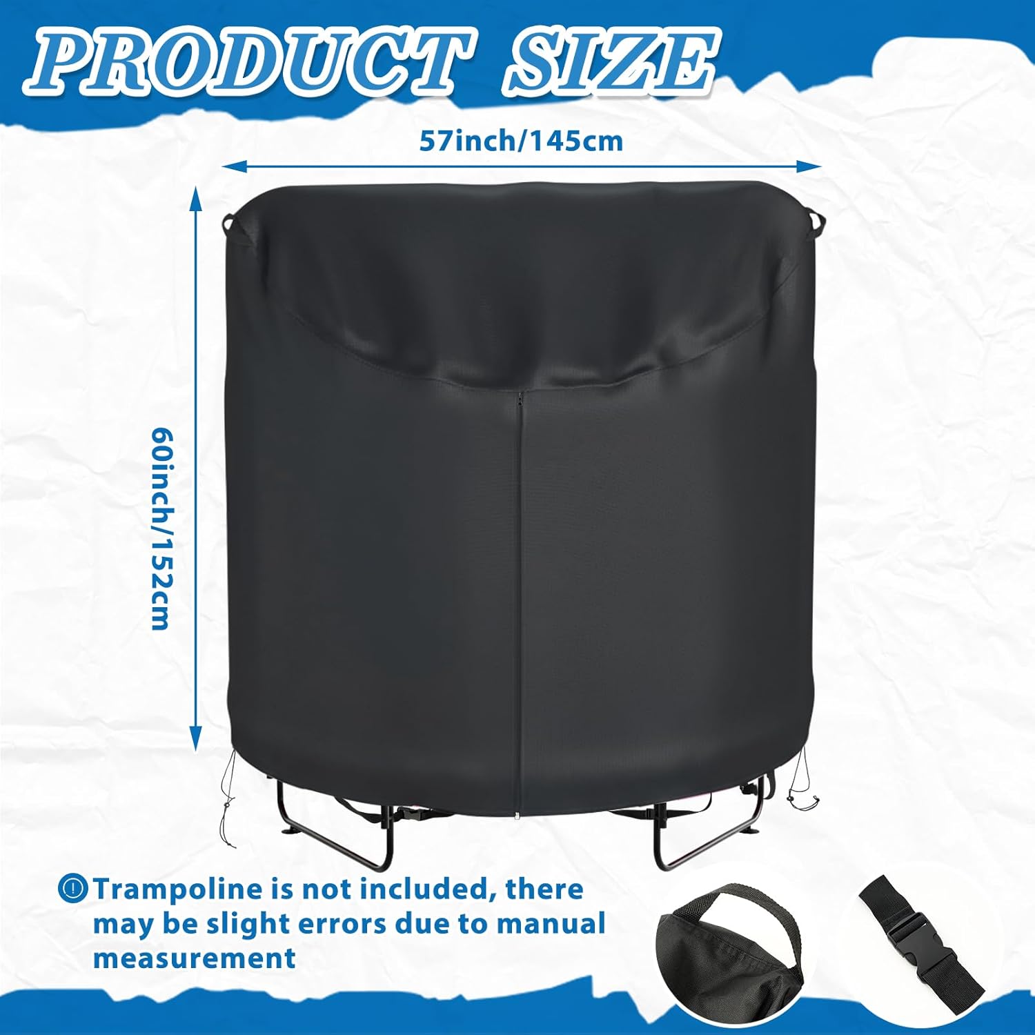 Newwiee Trampoline Cover for 55" or 60 " Trampolines, 600d Heavy-duty Oxford Fabric, Waterproof, Windproof and UV Resistant, Outdoor Jumping Bed Cover with Handle 55" Trampoline Cover