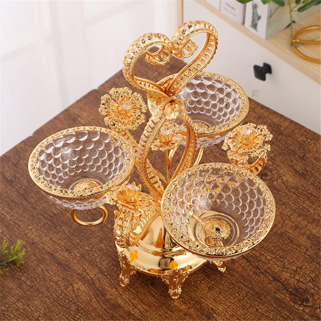 ASXDCP レトロなエレガントな強化ガラス錬鉄製のフルーツプレート