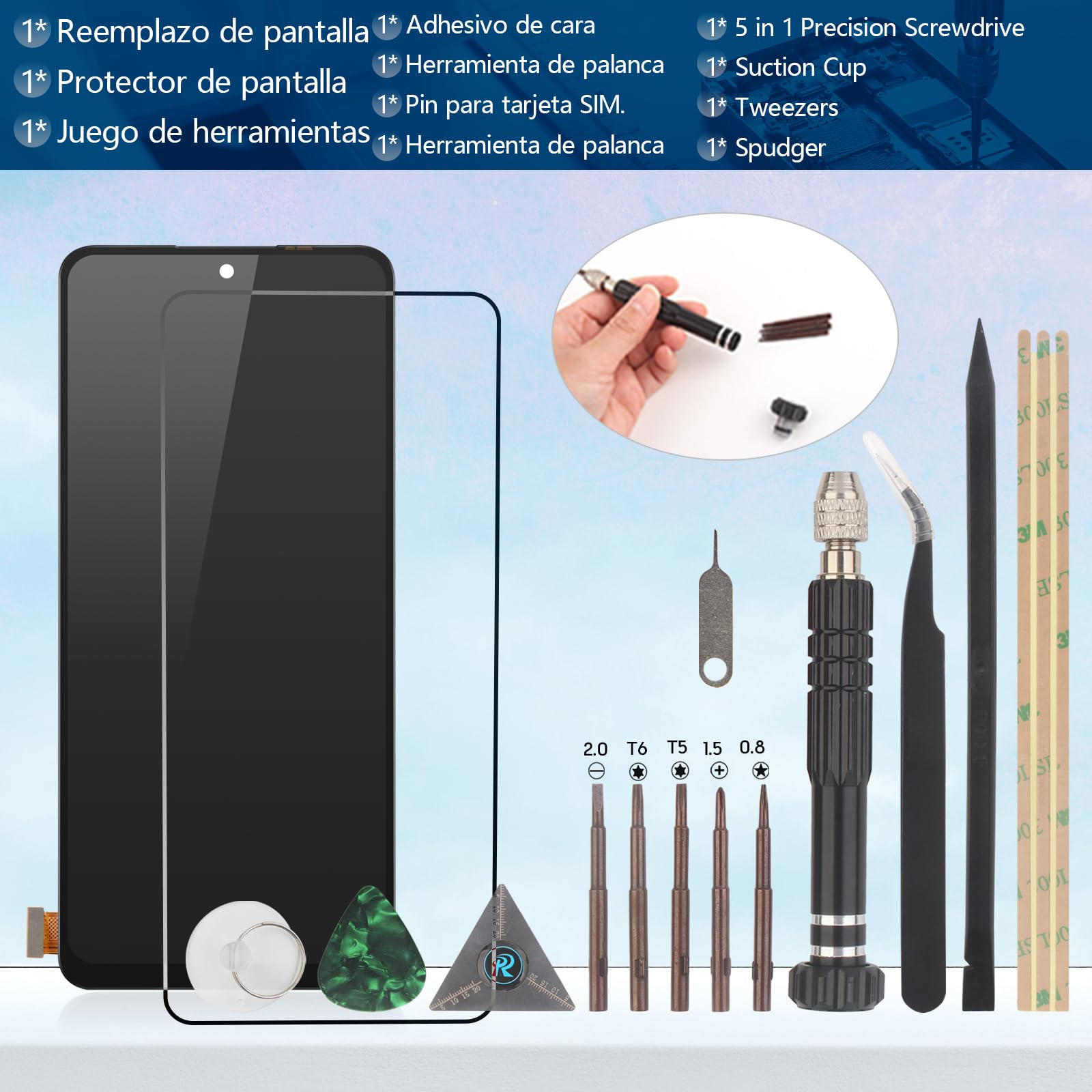 RongZy Pantalla para Xiaomi Redmi Note 14 5G Táctil LCD para Xiaomi Redmi Note 14 5G 24094RAD4G de Repuesto Digitalizador Reemplazo con Herramientas de Reparación(Negro)