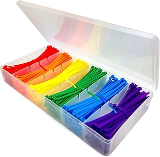 4 Inches 600 Pieces Multi-Purpose Assorted Colored Cable Zip Ties, 18lb Strength