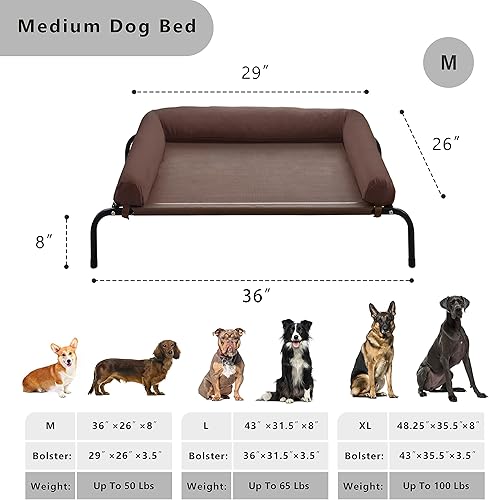 Miniatura 6 de Cama elevada refrescante para perros  Cuna elevada mediana para perros con malla transpirable, cuna portátil para mascotas con refuerzo extraíble e