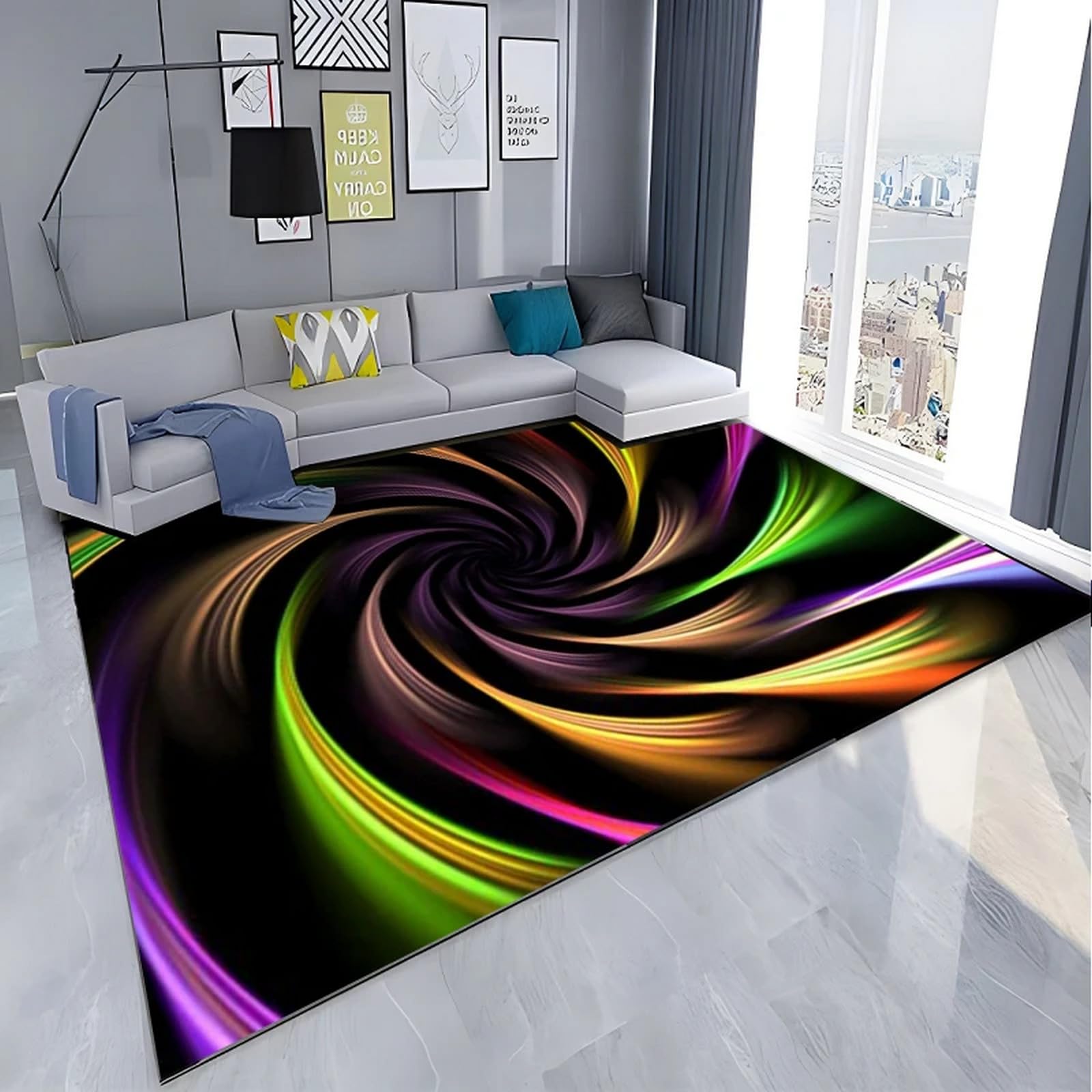 Tapis doux maison facile à nettoyer et résistant aux taches pour salon et enfants 3D