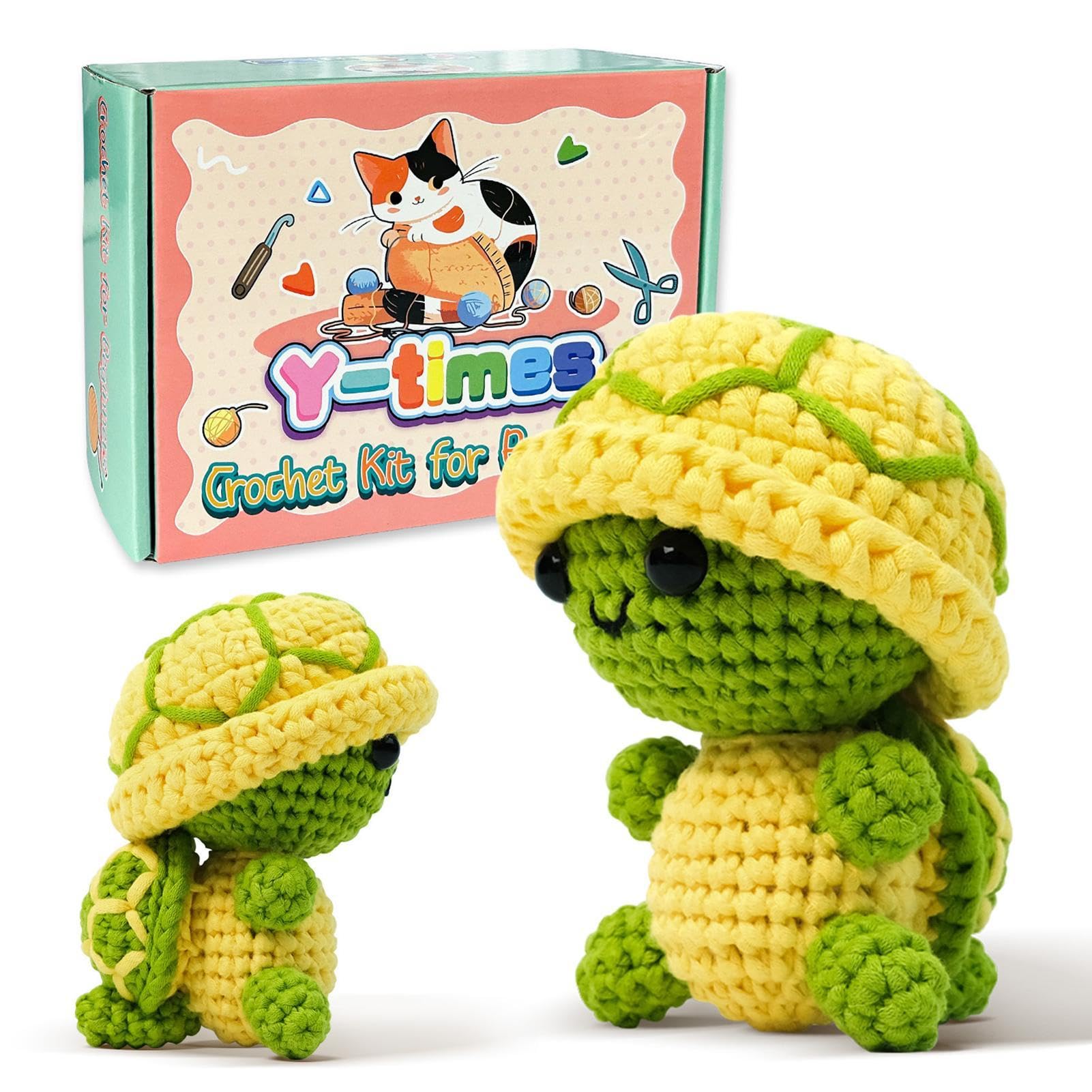 Kit De Crochet Débutant Pour Réaliser Une Tortue - Complet Avec Crochets, Fil, Aiguille, Rembourrage, Yeux, Instructions Vidéo | DIY, Cadeau Créatif