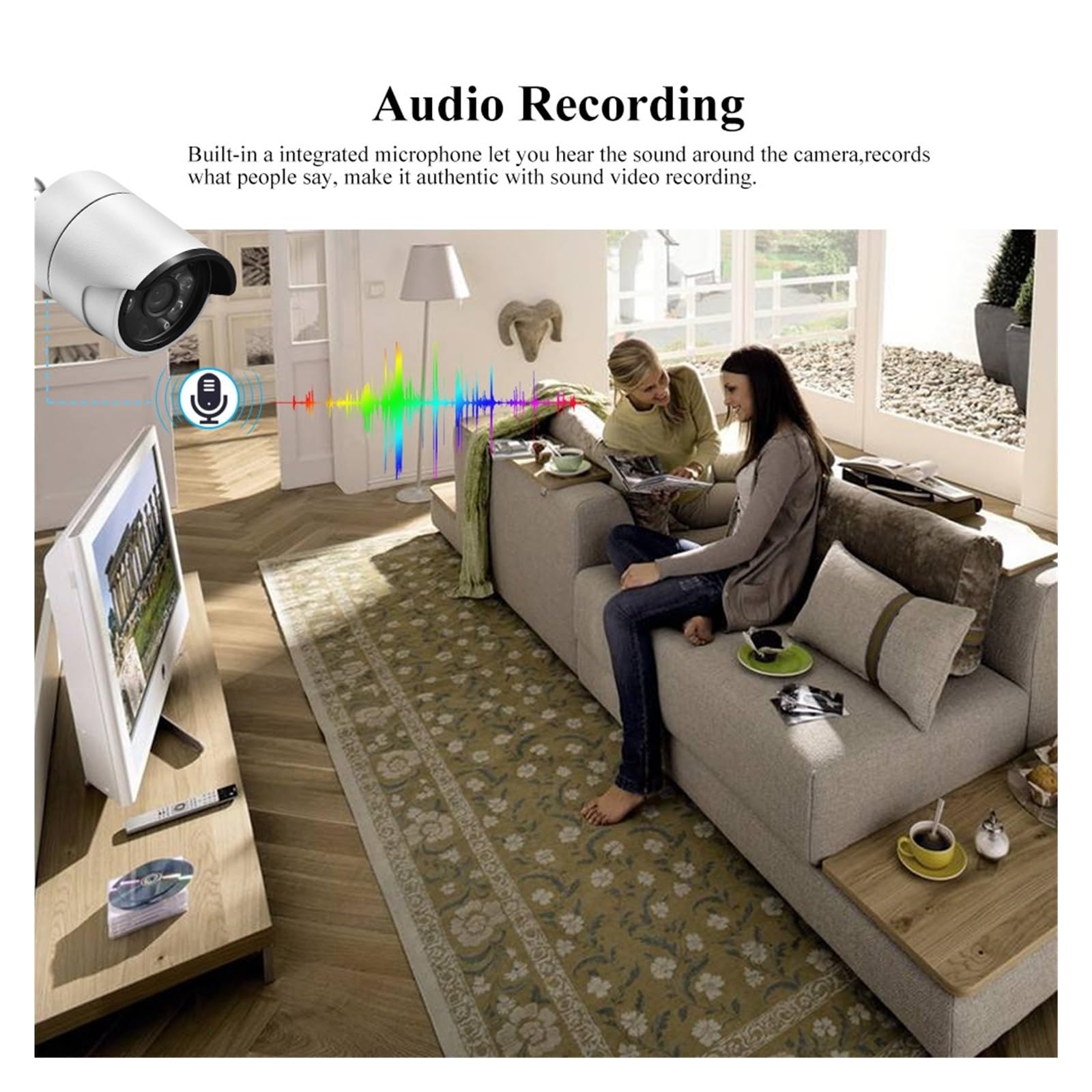 Zestaw Kamer IP 4K Ultra HD 8MP H.265 POE NVR Do Monitoringu Zewnętrznego I Wewnętrznego Z Nagrywaniem Dźwięku Obrazu P2P Wykrywanie Ruchu(None,4CH NVR and 4 Camera)